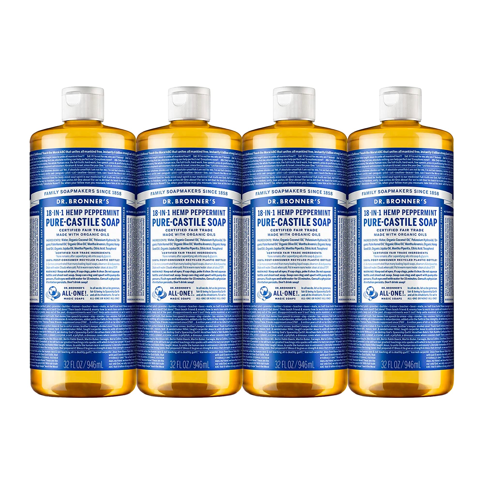 Foto 2 pulgar | Jabón Líquido Dr. Bronner's Pure-castile Peppermint 946 Ml, Paquete De 4 - Venta Internacional.