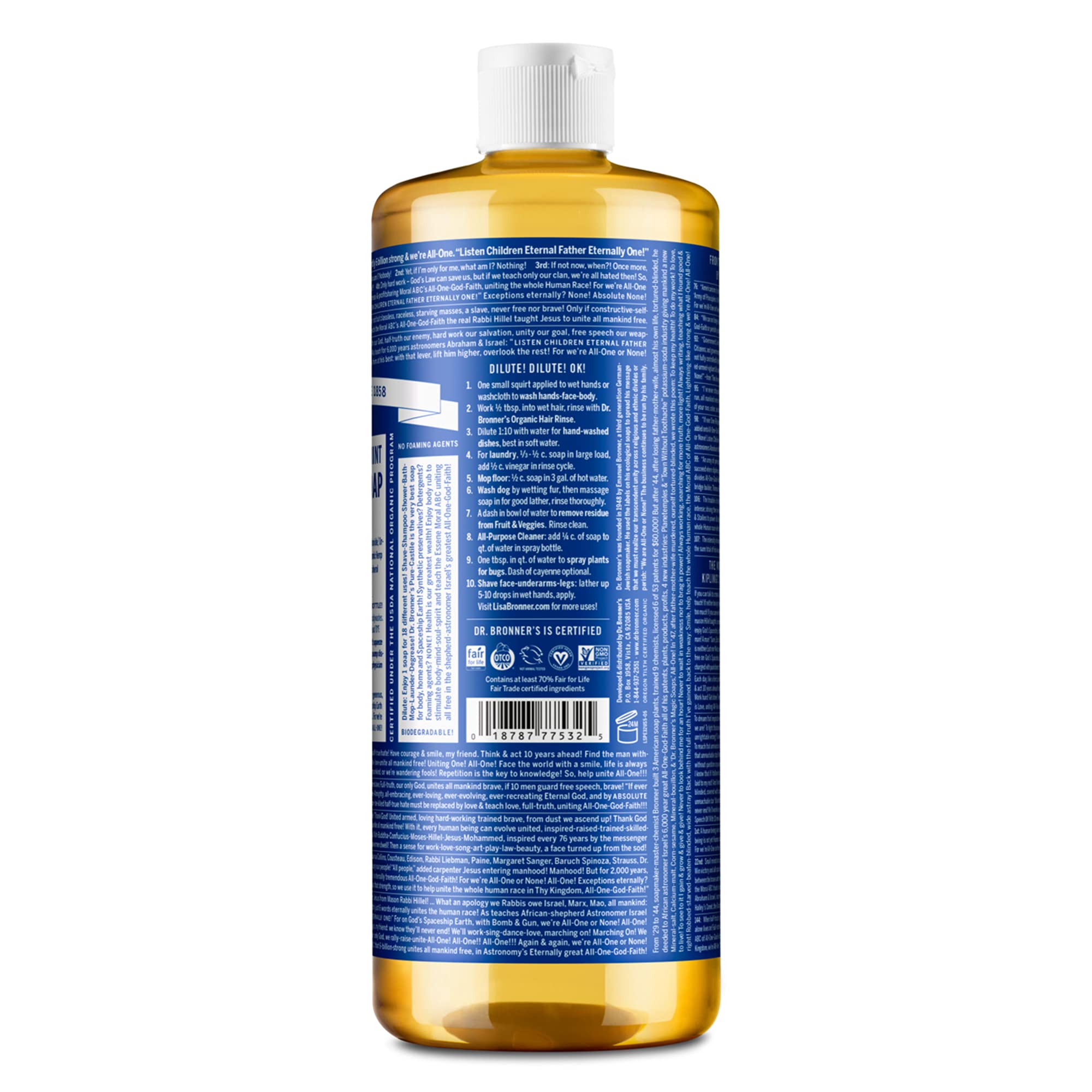 Foto 3 pulgar | Jabón Líquido Dr. Bronner's Pure-castile Peppermint 946 Ml, Paquete De 4 - Venta Internacional.