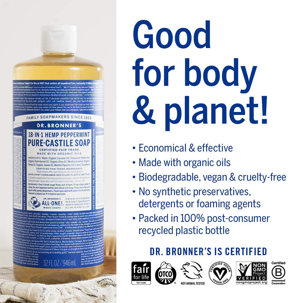 Foto 4 pulgar | Jabón Líquido Dr. Bronner's Pure-castile Peppermint 946 Ml, Paquete De 4 - Venta Internacional.