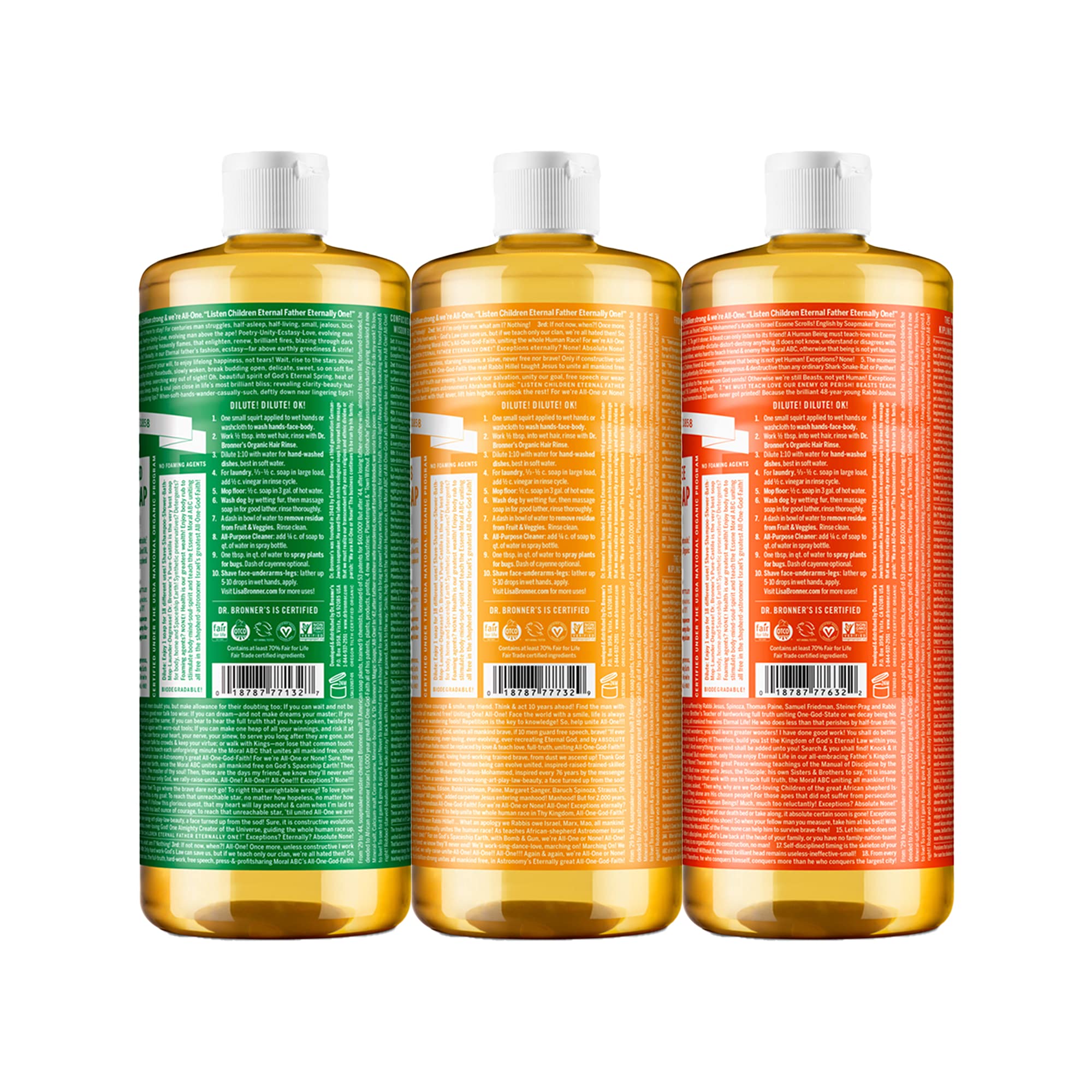 Foto 2 | Jabón Líquido Dr. Bronner's Pure-castile 946 Ml, Paquete De 3 Aromas - Venta Internacional.