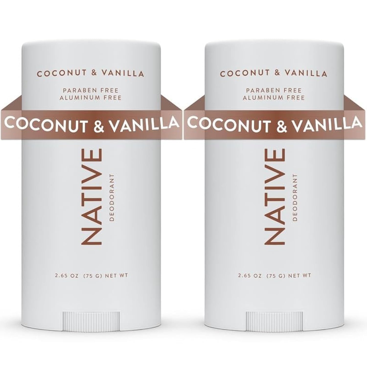 Desodorante Nativo De Coco Y Vainilla, 72 Horas, Control De Olores, Paquete De 2 - Venta Internacional.