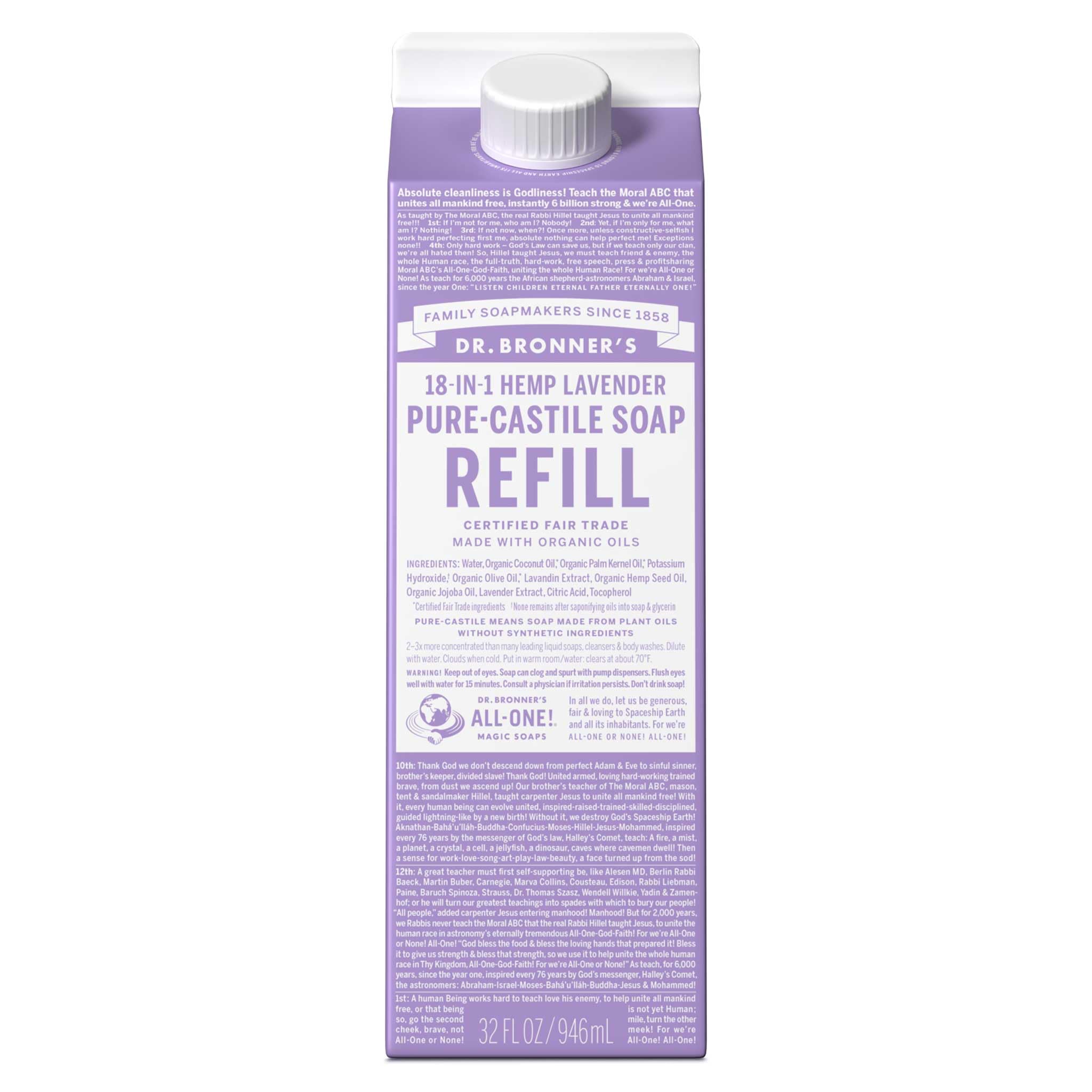Foto 2 pulgar | Recambio De Jabón Líquido Dr. Bronner's Pure-castile Lavender 946ml - Venta Internacional.