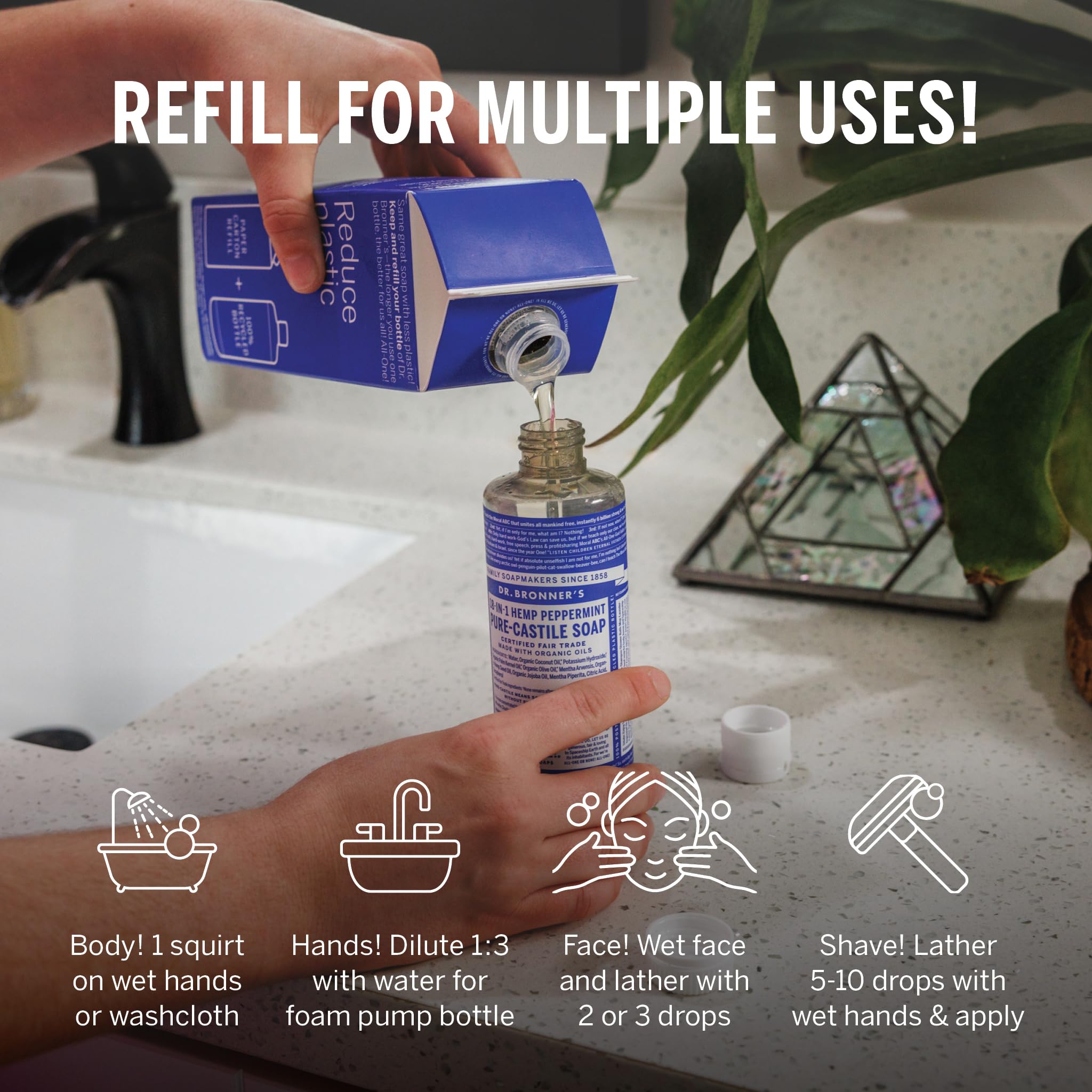 Foto 5 | Recambio De Jabón Líquido Dr. Bronner's Pure-castile Peppermint 946ml - Venta Internacional.