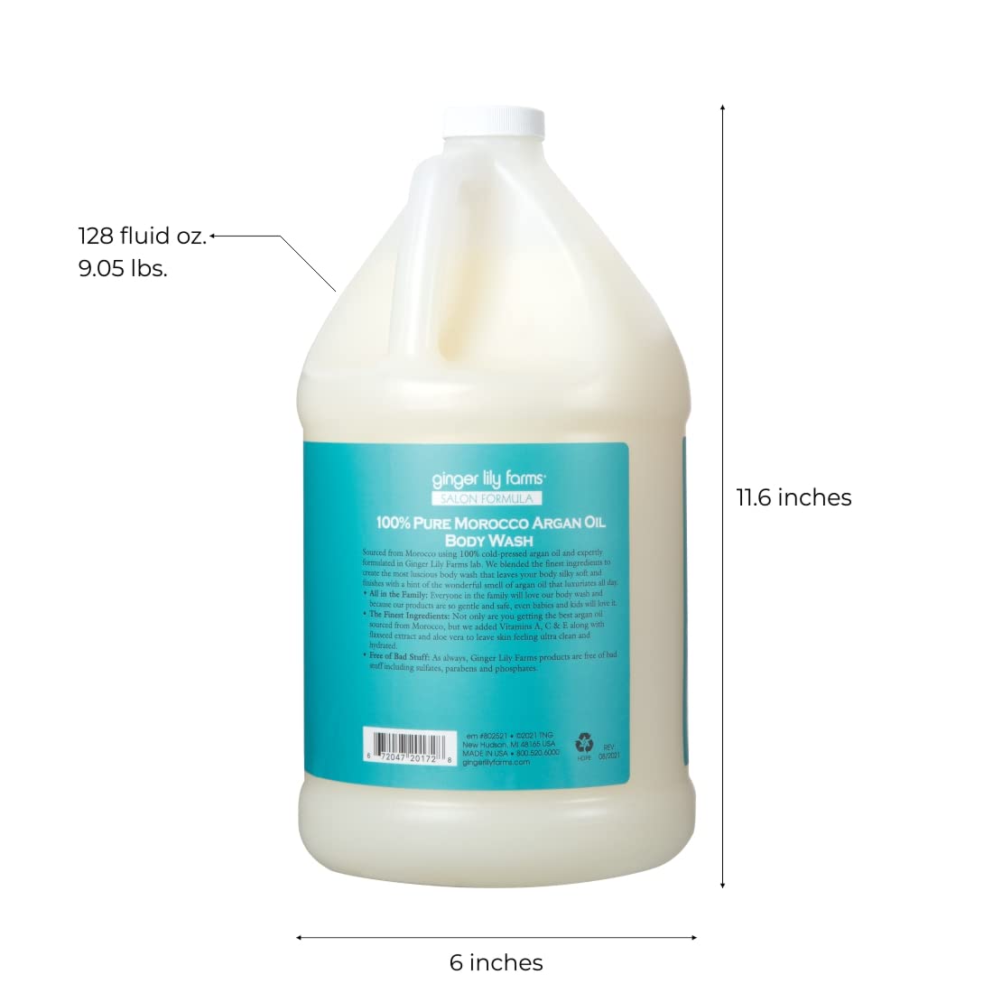 Foto 2 | Gel de Baño Ginger Lily Farms Salon con Aceite de Argán 100% Puro 1 l - Venta Internacional