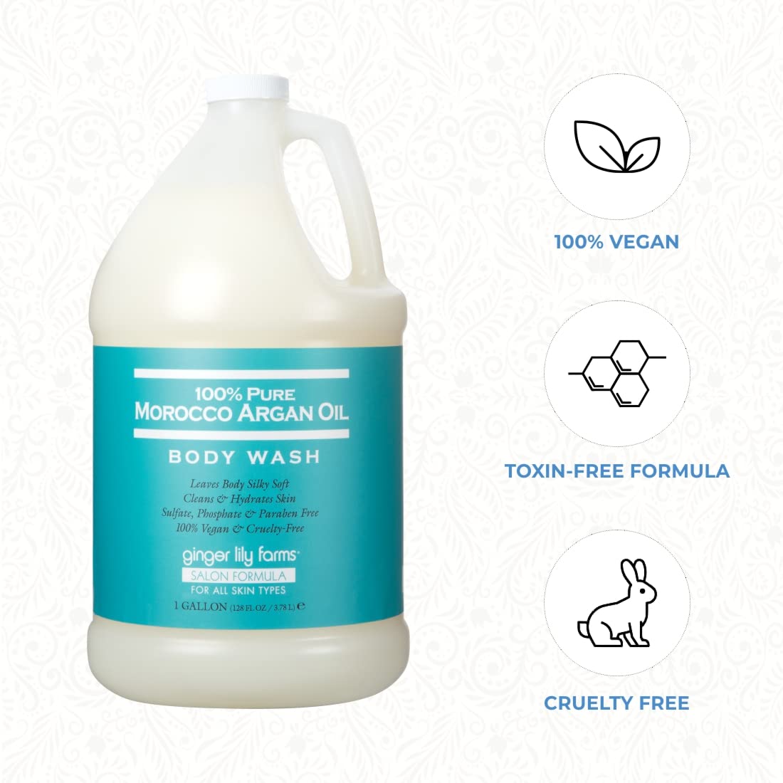 Foto 6 pulgar | Gel de Baño Ginger Lily Farms Salon con Aceite de Argán 100% Puro 1 l - Venta Internacional