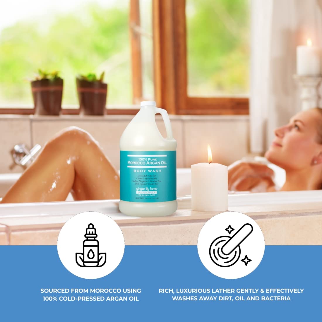 Foto 7 pulgar | Gel de Baño Ginger Lily Farms Salon con Aceite de Argán 100% Puro 1 l - Venta Internacional