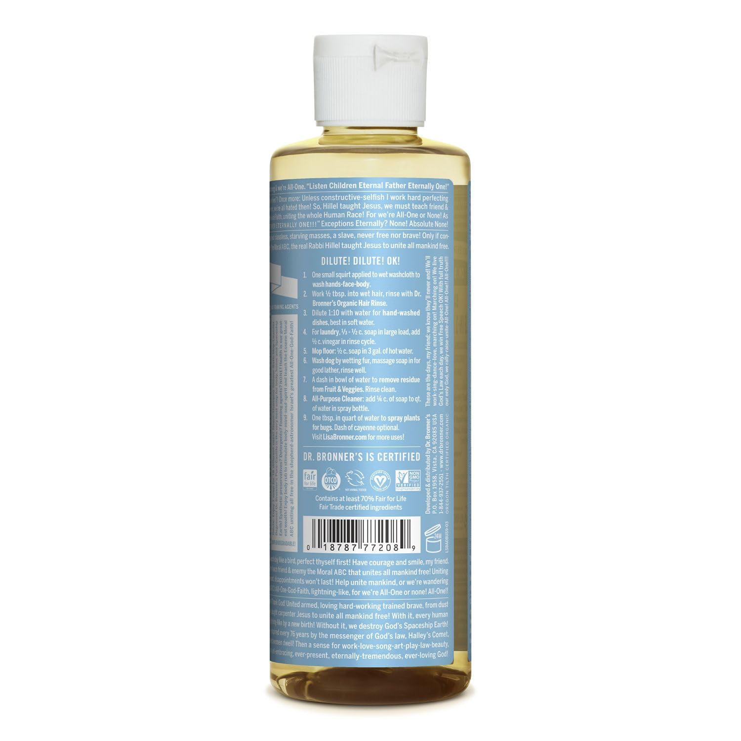 Foto 3 pulgar | Jabón Líquido Dr. Bronner's Pure-Castile Baby sin Perfume 240 ml - Venta Internacional