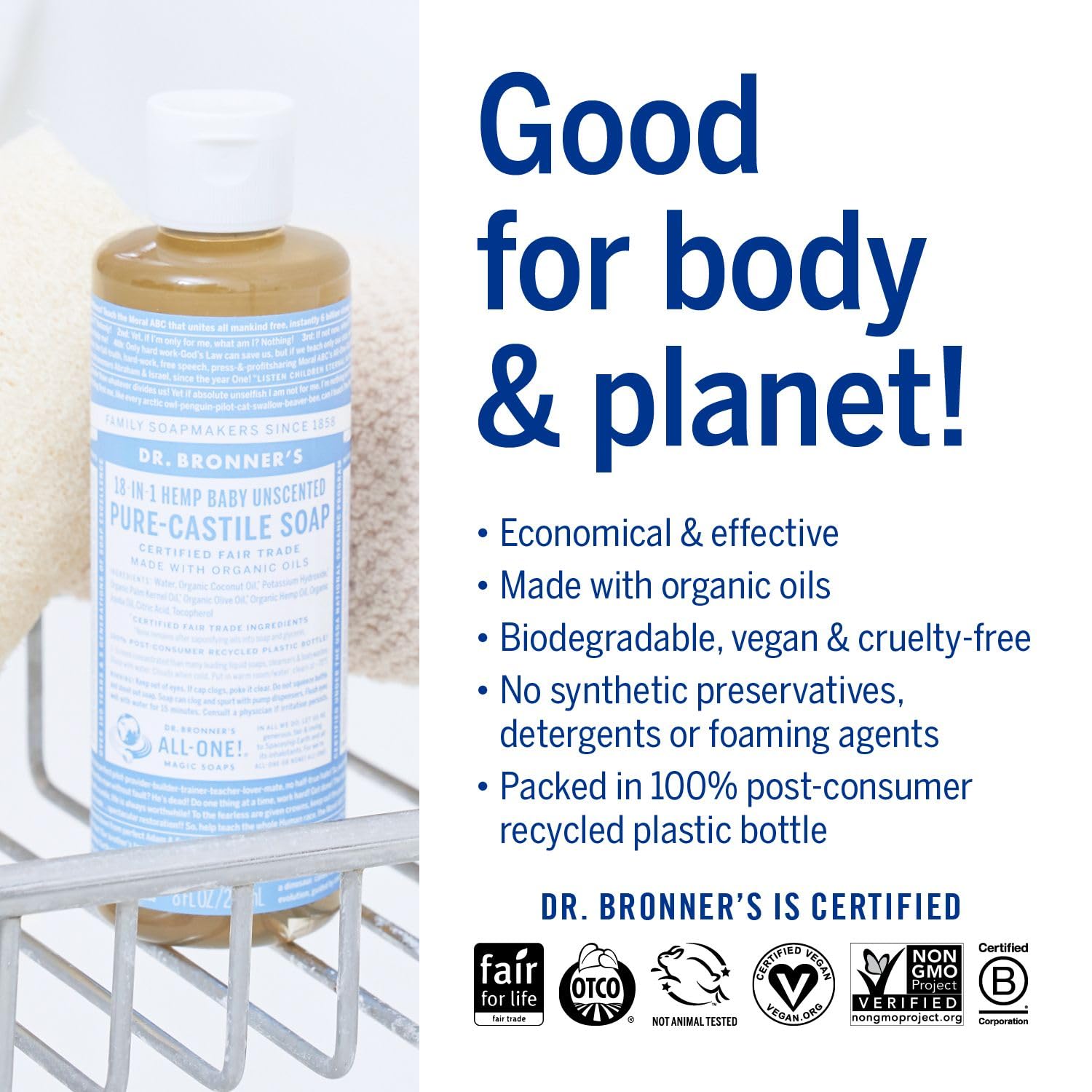 Foto 4 | Jabón Líquido Dr. Bronner's Pure-Castile Baby sin Perfume 240 ml - Venta Internacional