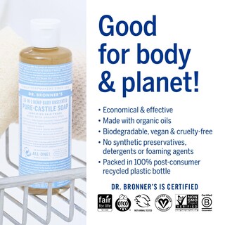 Foto 4 | Jabón Líquido Dr. Bronner's Pure-Castile Baby sin Perfume 240 ml - Venta Internacional