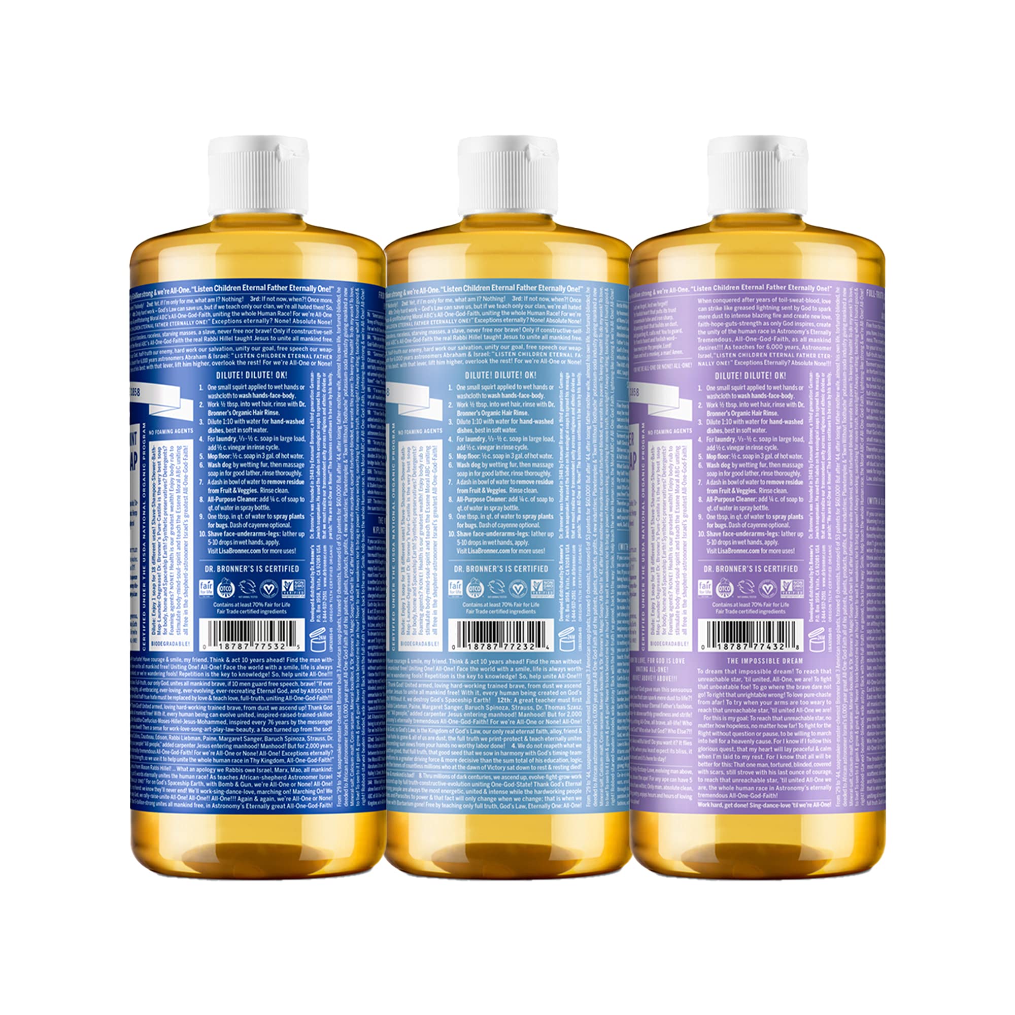 Foto 2 | Jabón Líquido Dr. Bronner's Pure-castile 946 ml 3 Unidades - Venta Internacional