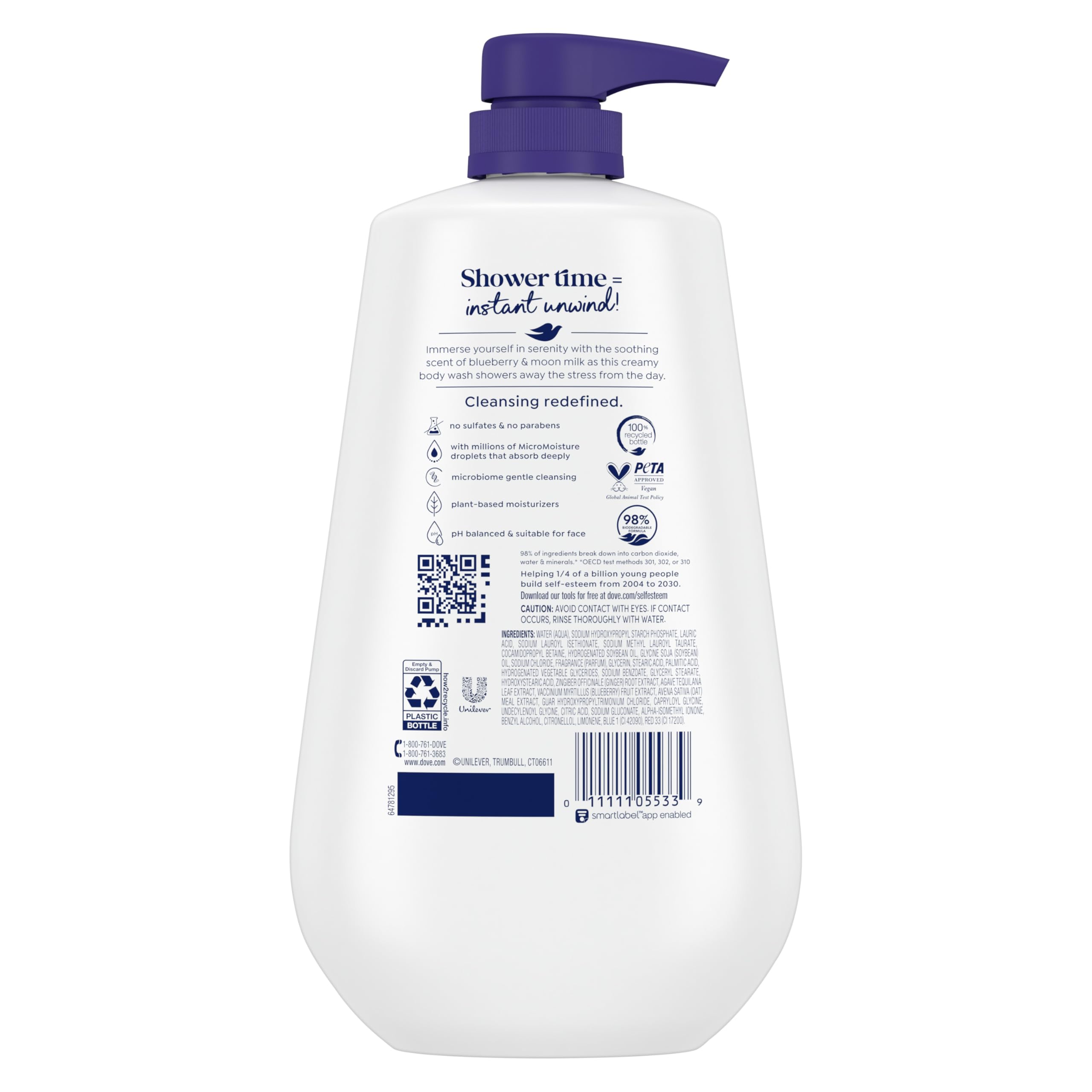 Foto 3 pulgar | Gel de Baño Dove Unwind Blueberry & Moon Milk 24 Horas 3 X 300 ml - Venta Internacional