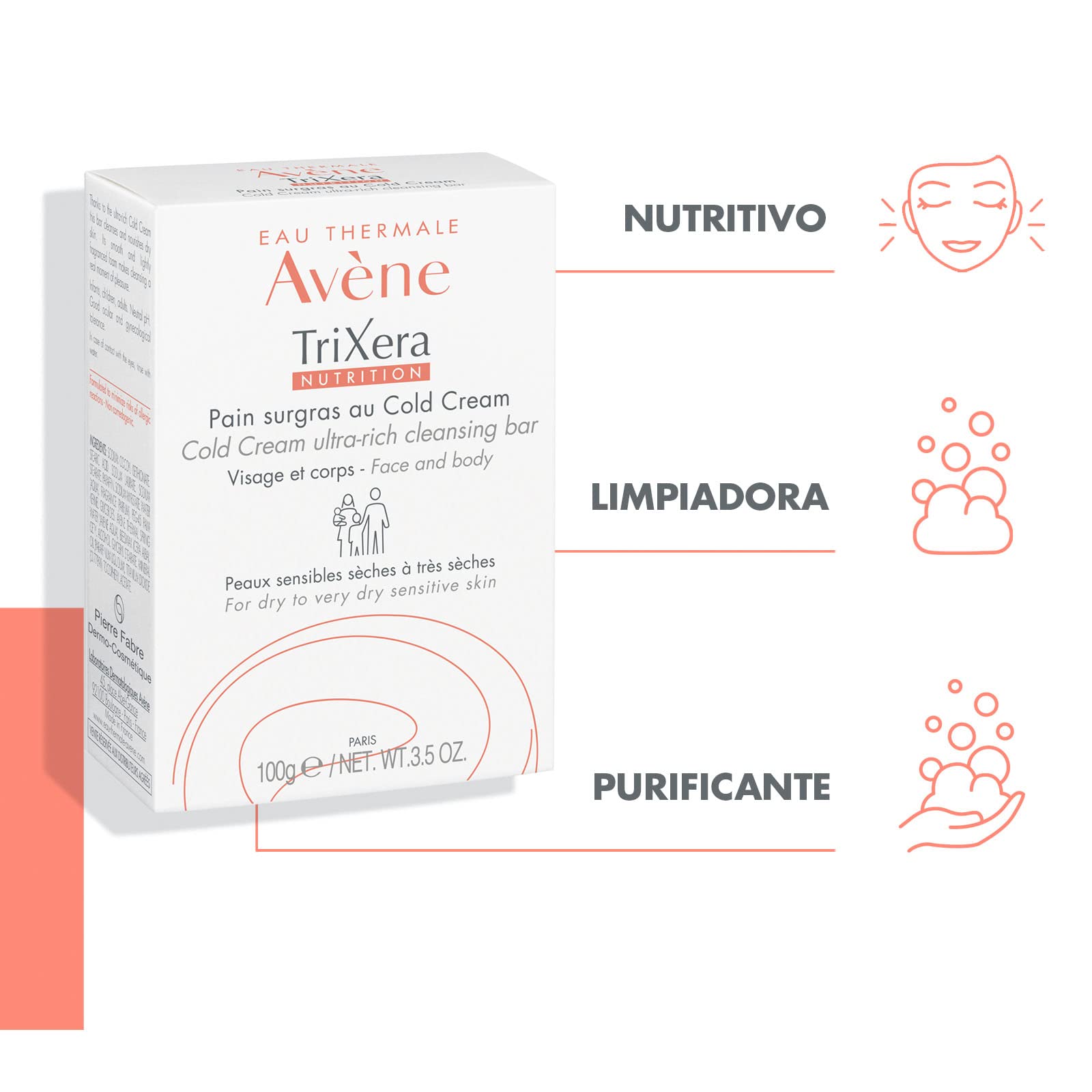 Foto 3 pulgar | Barra Limpiadora Avene Trixera Nutrition Crema Fría Ultrarrica - Venta Internacional.