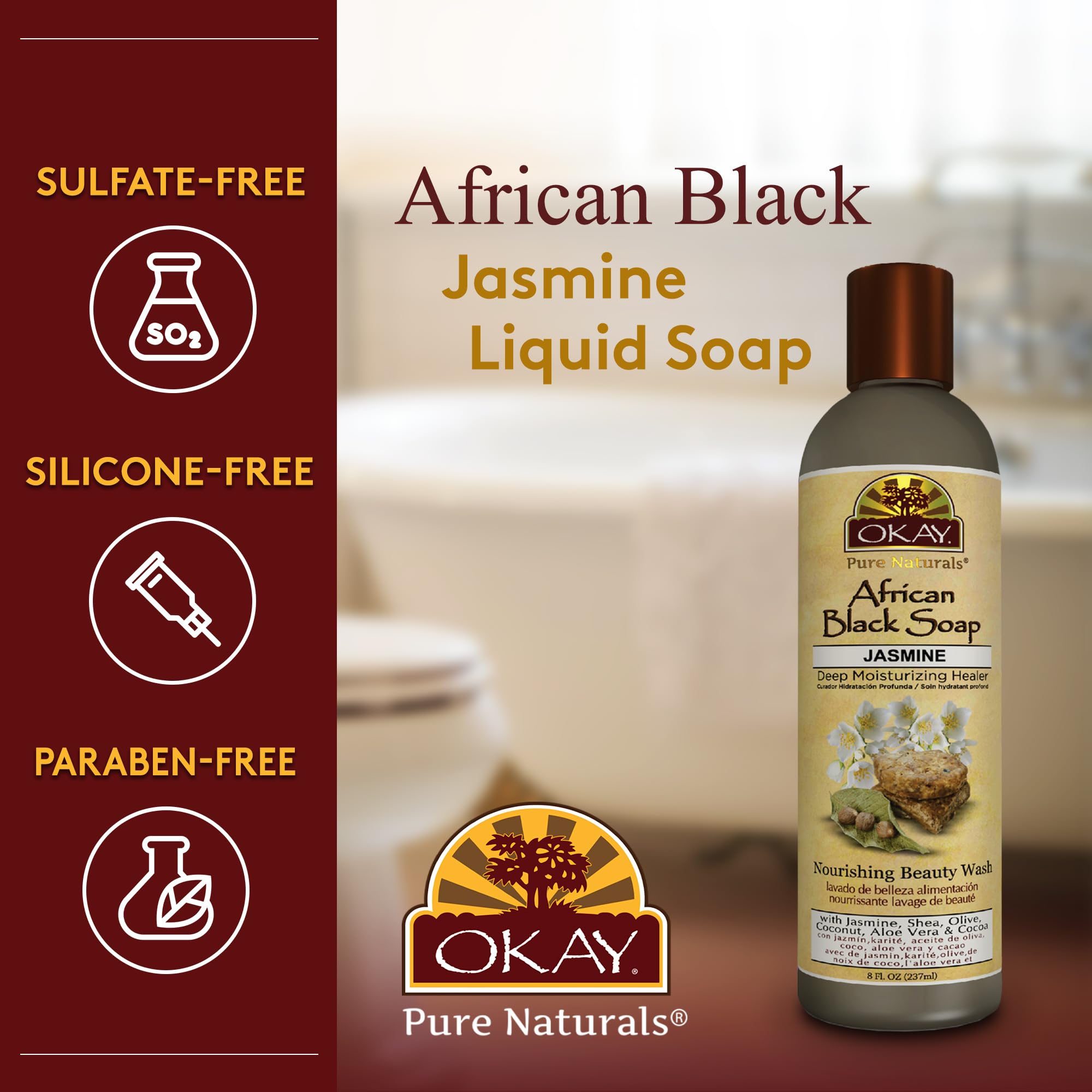 Foto 4 pulgar | Jabón Líquido Okay African Black Con Jazmín 237 Ml - Venta Internacional.