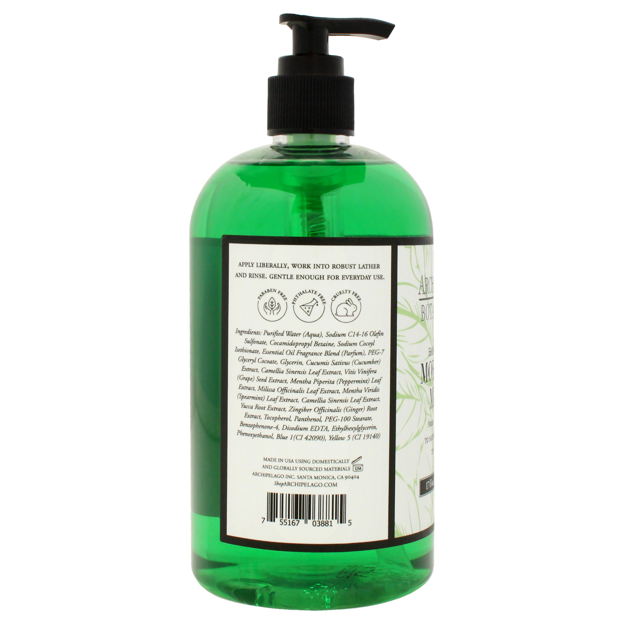 Foto 3 pulgar | Jabón De Manos Archipelago Botanicals Morning Mint, 500 Ml, Unisex - Venta Internacional.