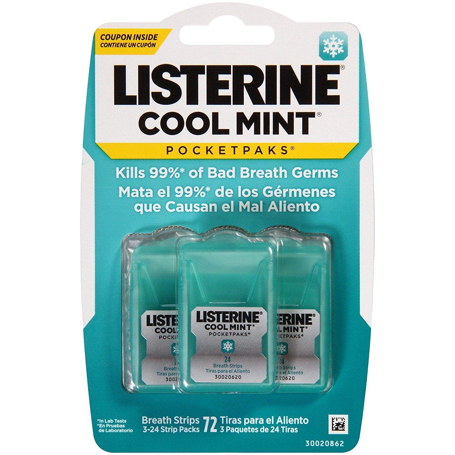 Breath Strips Listerine Cool Mint, Paquetes De Bolsillo, 288 Unidades (paquete De 4) - Venta Internacional.