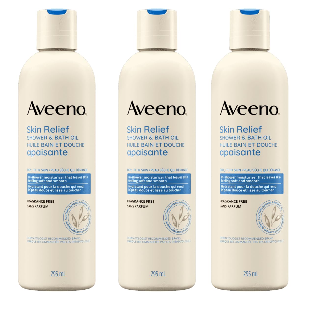 Foto 2 pulgar | Aceite De Ducha Y Baño Aveeno Skin Relief 300 Ml 3 Botellas - Venta Internacional.
