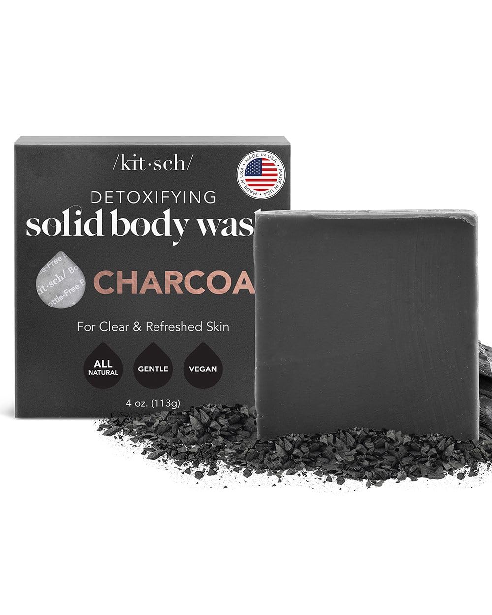 Foto 1 | Jabón En Barra Kitsch Charcoal, Desintoxicante Para La Piel, 120 Ml, Vegano - Venta Internacional.
