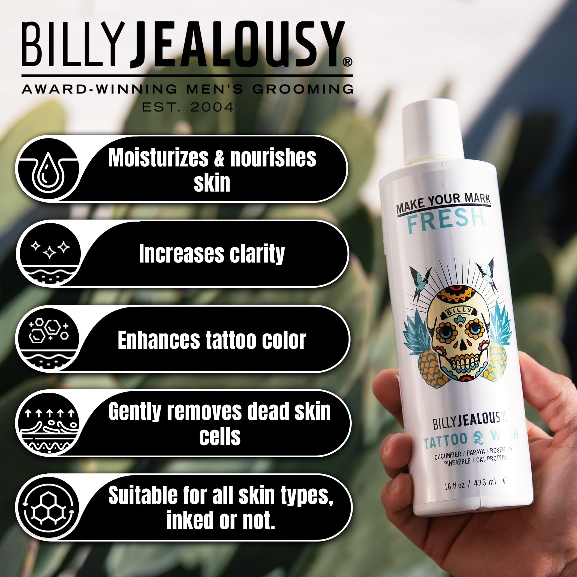 Foto 4 pulgar | Limpiador Para Tatuajes Billy Jealousy Make Your Mark, 473 Ml, Con Pepino - Venta Internacional.
