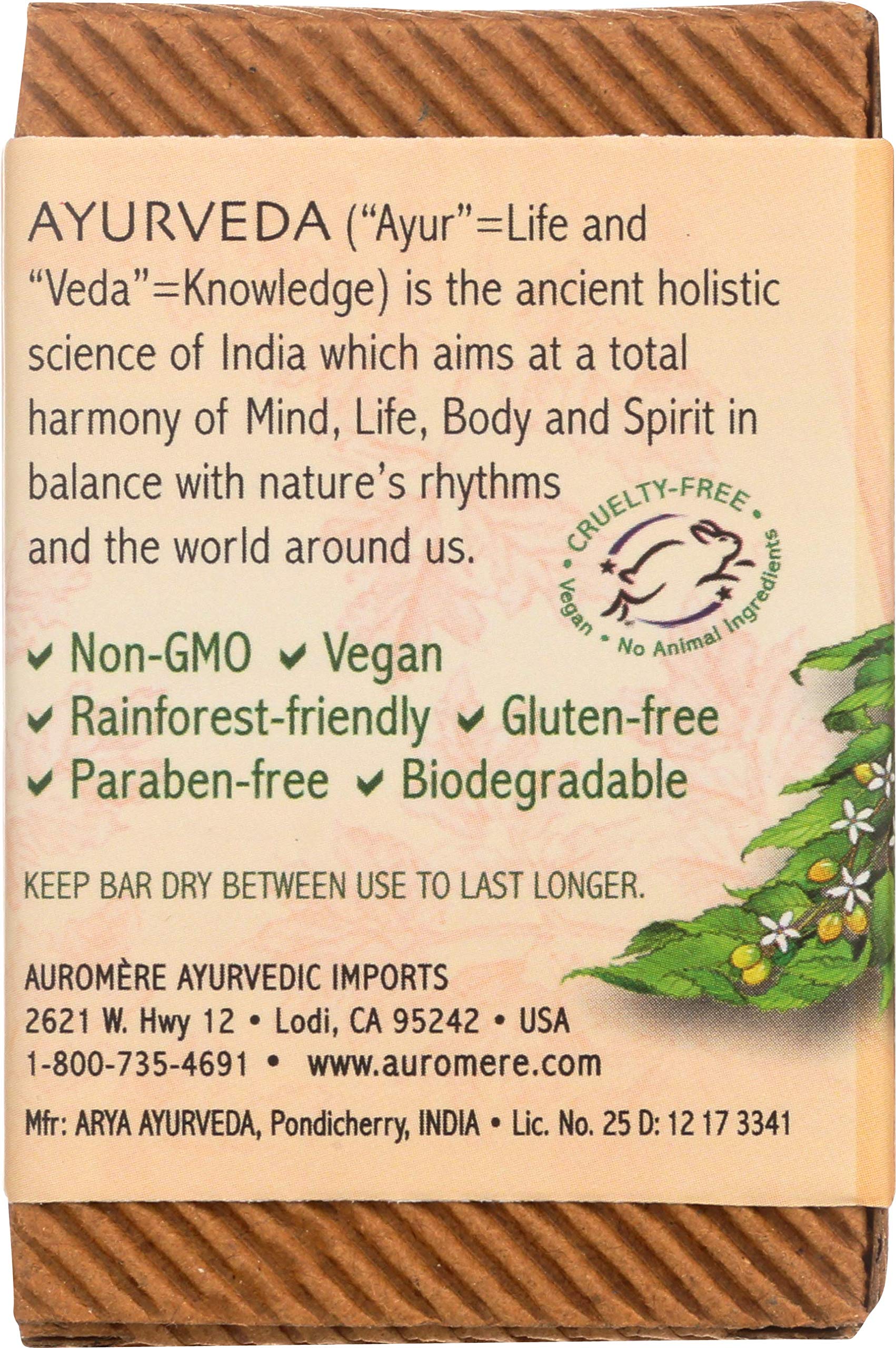 Foto 3 pulgar | Jabón En Barra Auromere Vanilla Neem, 80 Ml, Ecológico, Vegano - Venta Internacional.