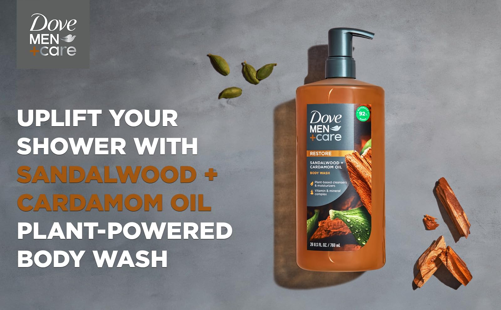 Foto 3 pulgar | Gel De Baño Dove Men+care Sandalwood Con Aceite De Cardamomo, 770 Ml - Venta Internacional.