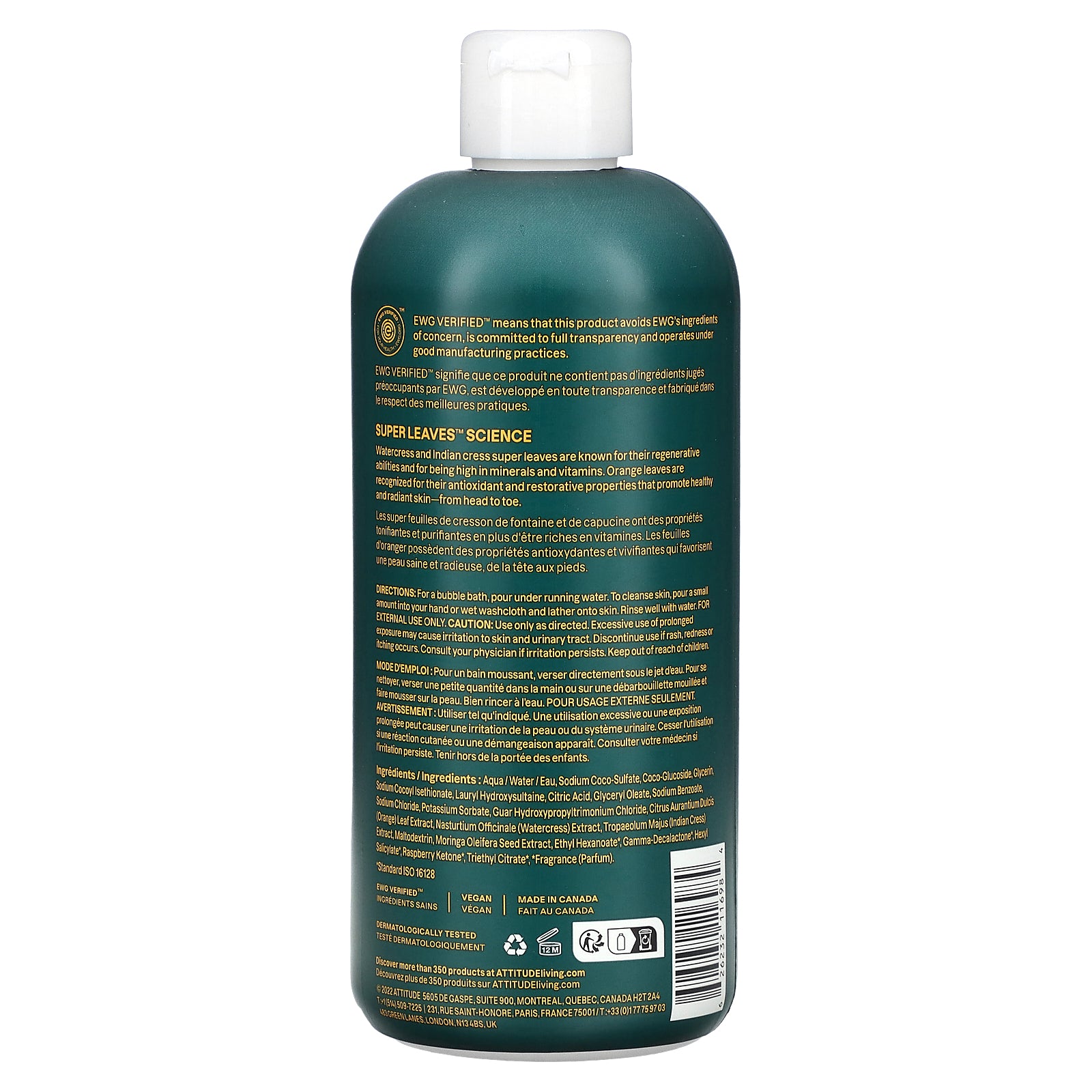 Foto 3 pulgar | Bubble Wash Attitude Super Leaves, Hojas De Naranja, 473 Ml - Venta Internacional.