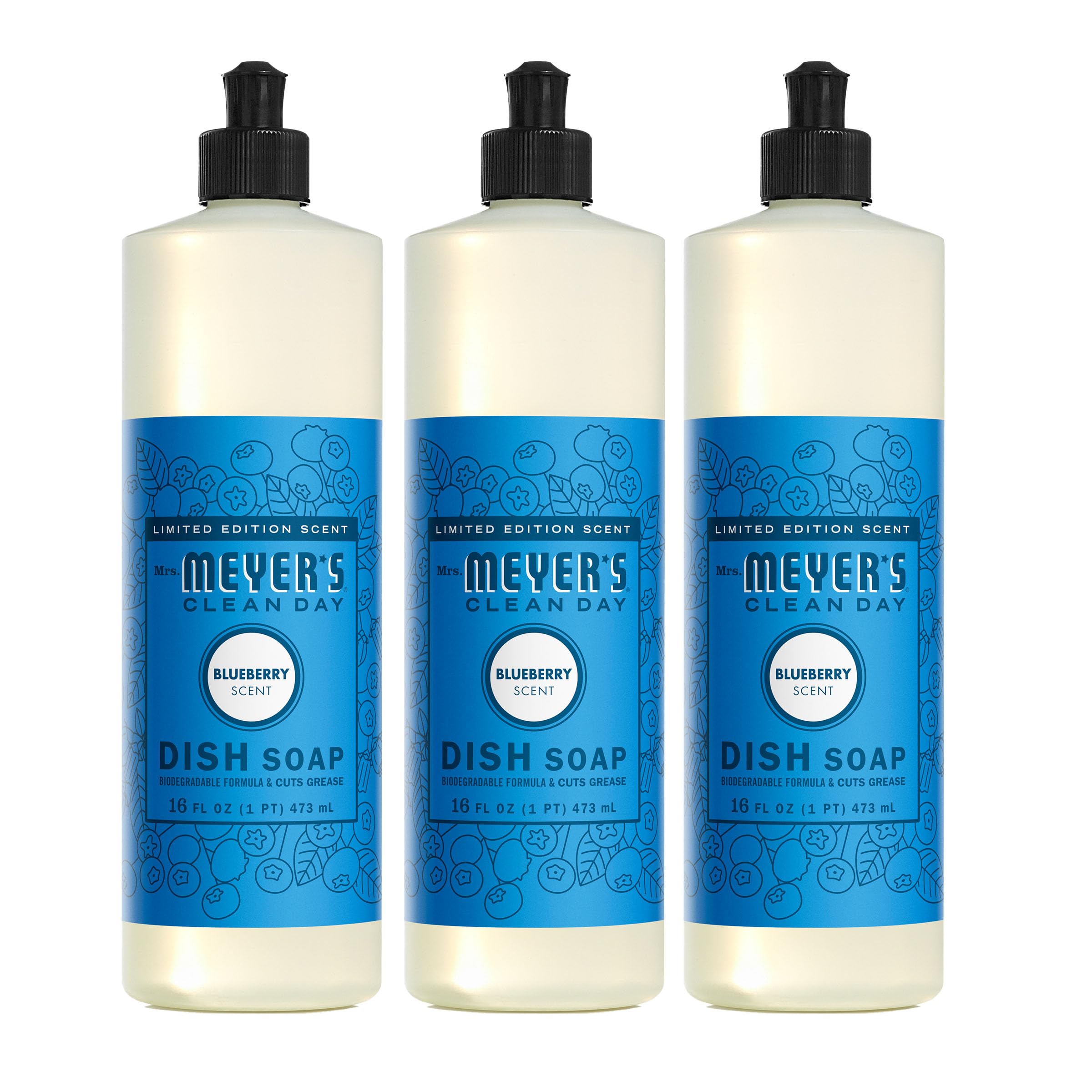 Jabón Líquido Para Platos Mrs. Meyer's Clean Day Blueberry 480 Ml (paquete De 3) - Venta Internacional.