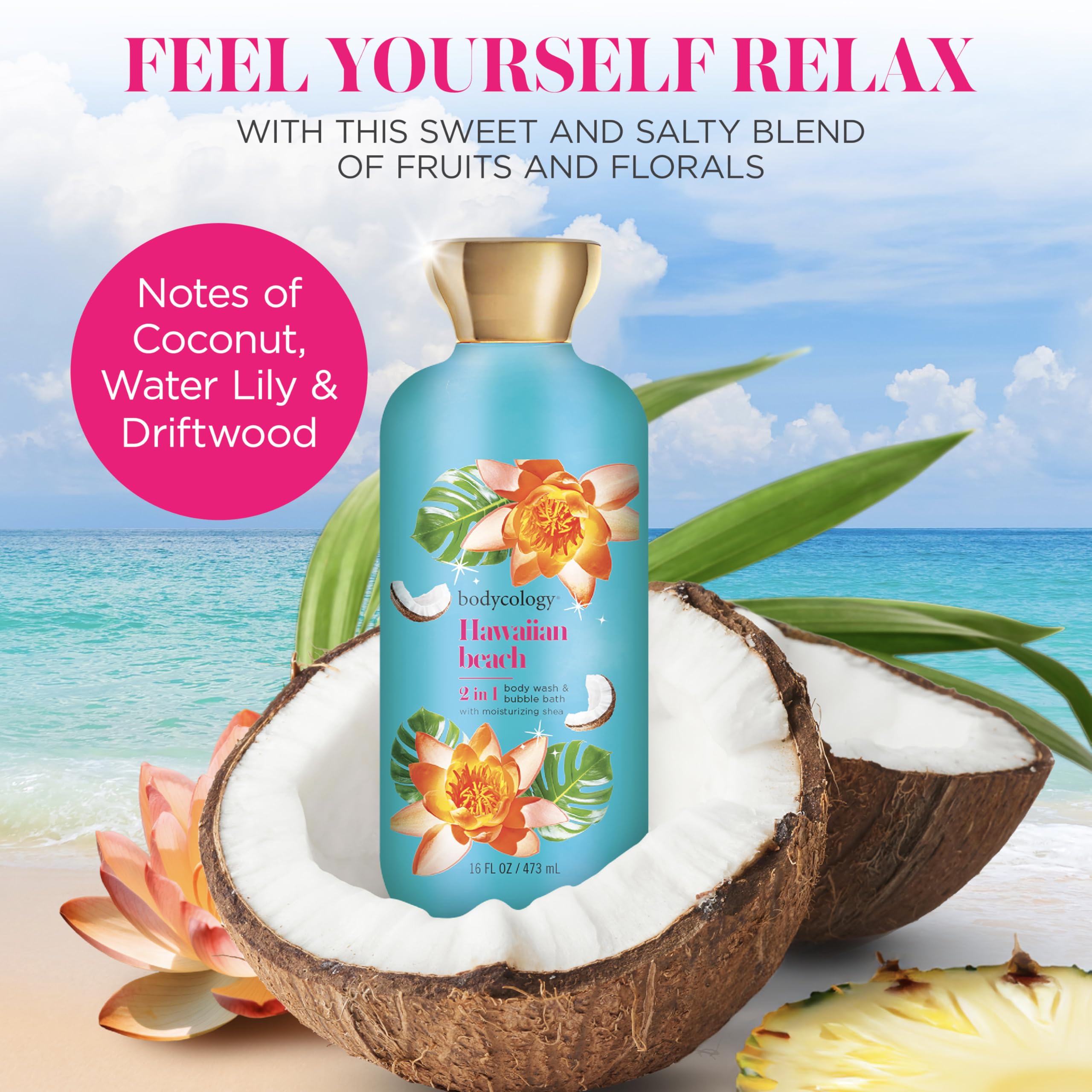 Foto 4 pulgar | Gel De Baño Y Baño De Burbujas Bodycology Hawaiian Beach 473 Ml - Venta Internacional.