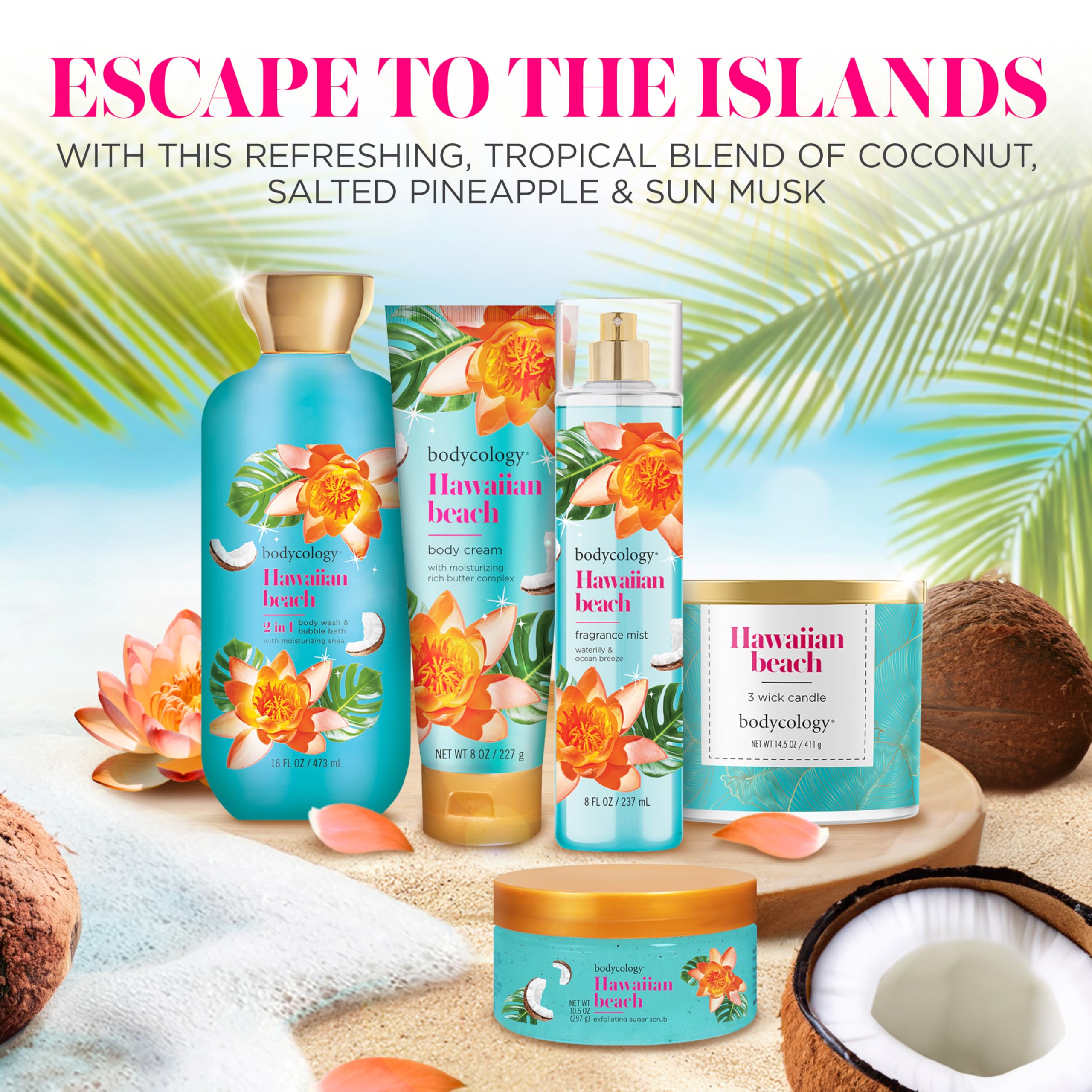 Foto 7 | Gel De Baño Y Baño De Burbujas Bodycology Hawaiian Beach 473 Ml - Venta Internacional.