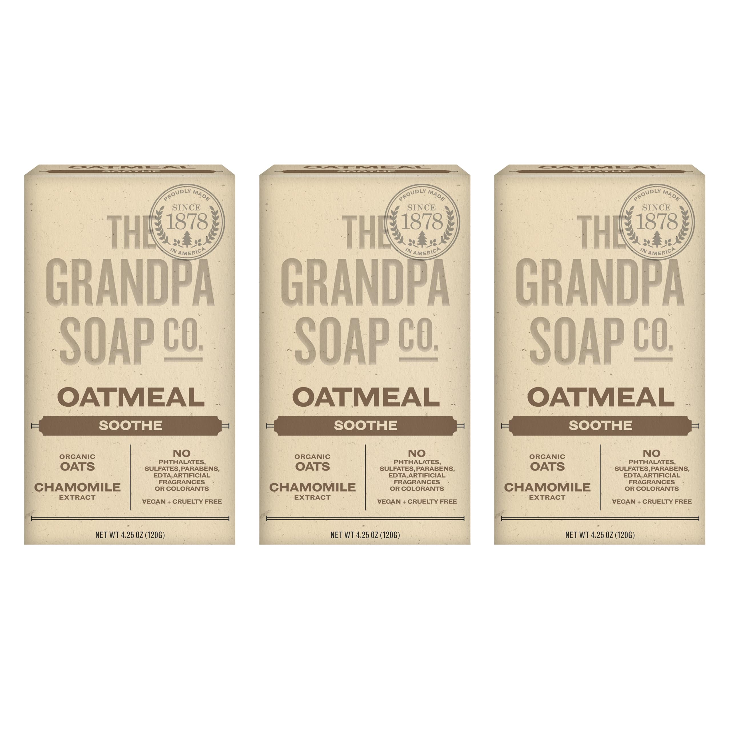 Jabón En Barra The Grandpa Soap Company  Avena  125 Ml  Paquete De 3 - Venta Internacional.