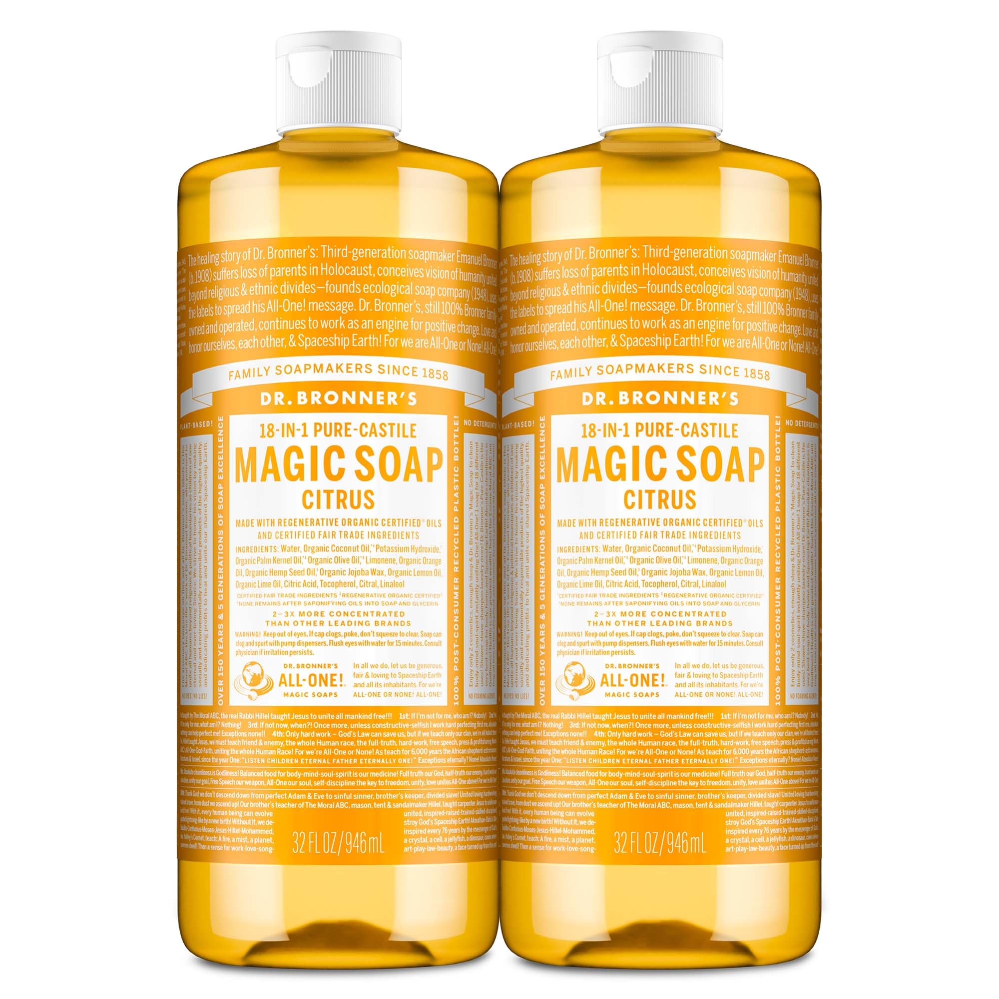 Foto 2 pulgar | Jabón Líquido Dr. Bronner's Magic Soap-pure-castile 960 Ml  Paquete De 2 - Venta Internacional.
