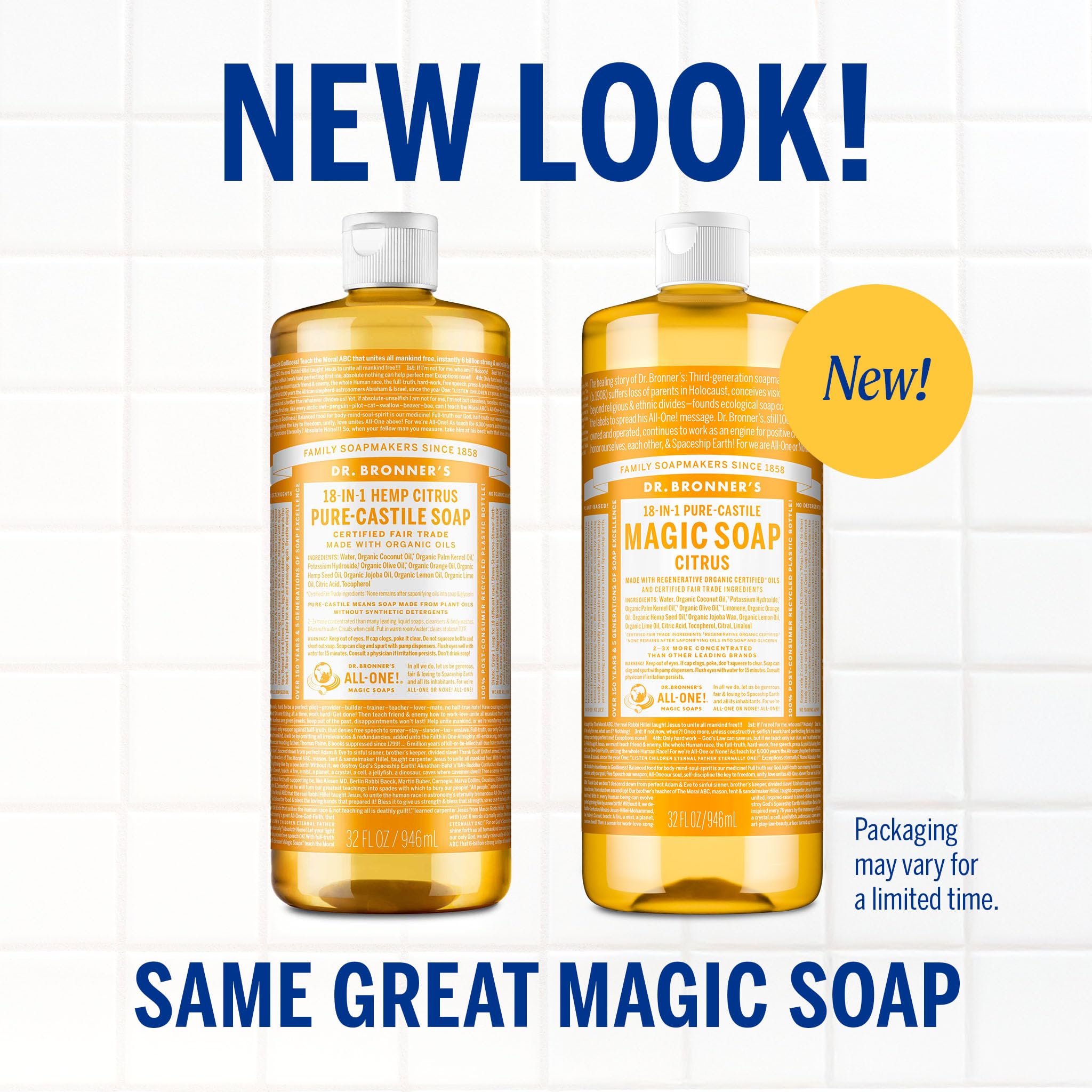 Foto 3 pulgar | Jabón Líquido Dr. Bronner's Magic Soap-pure-castile 960 Ml  Paquete De 2 - Venta Internacional.