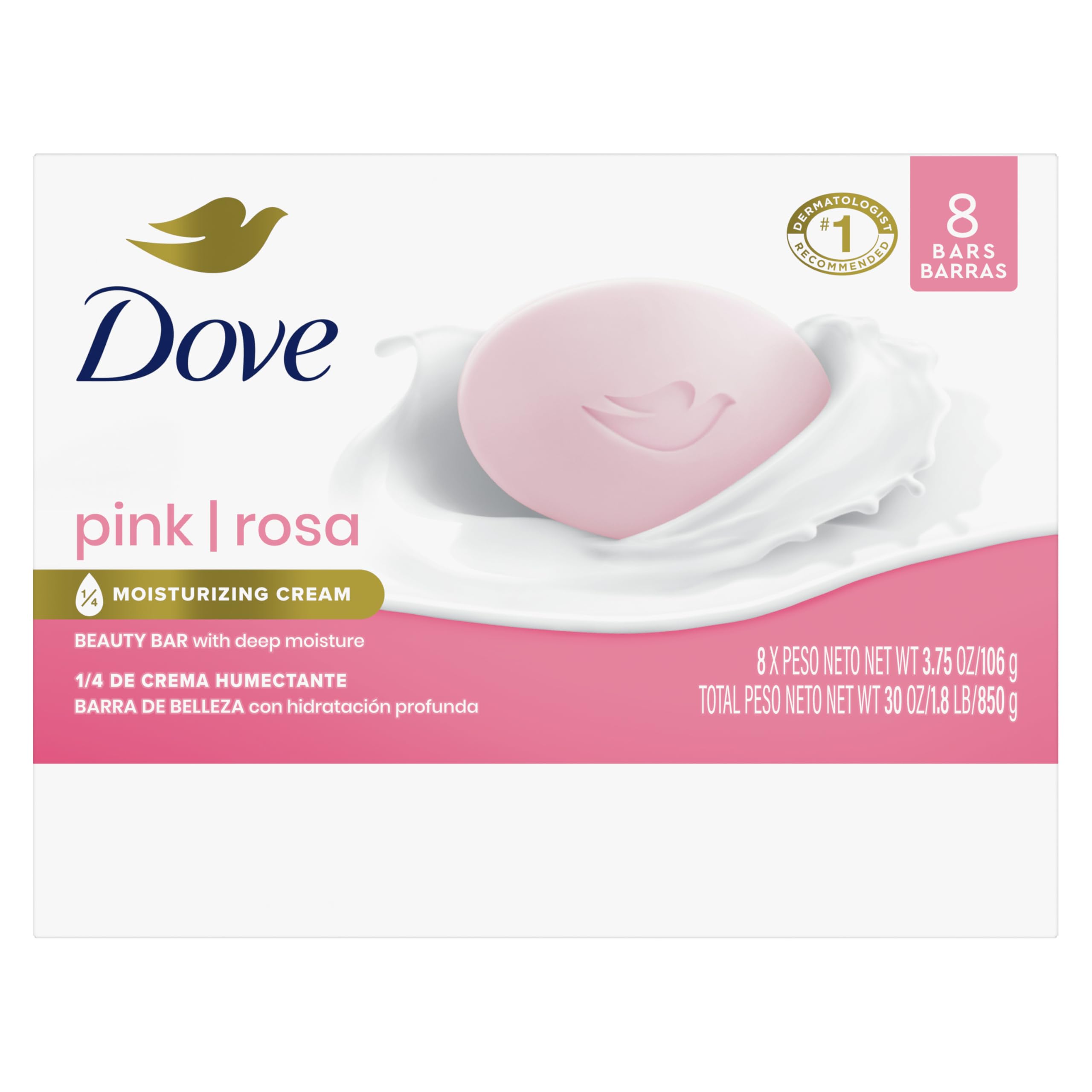Foto 2 | Jabón En Barra De Belleza Dove Pink Rosa  8 Barras  111 Ml  Limpia E Hidrata - Venta Internacional.