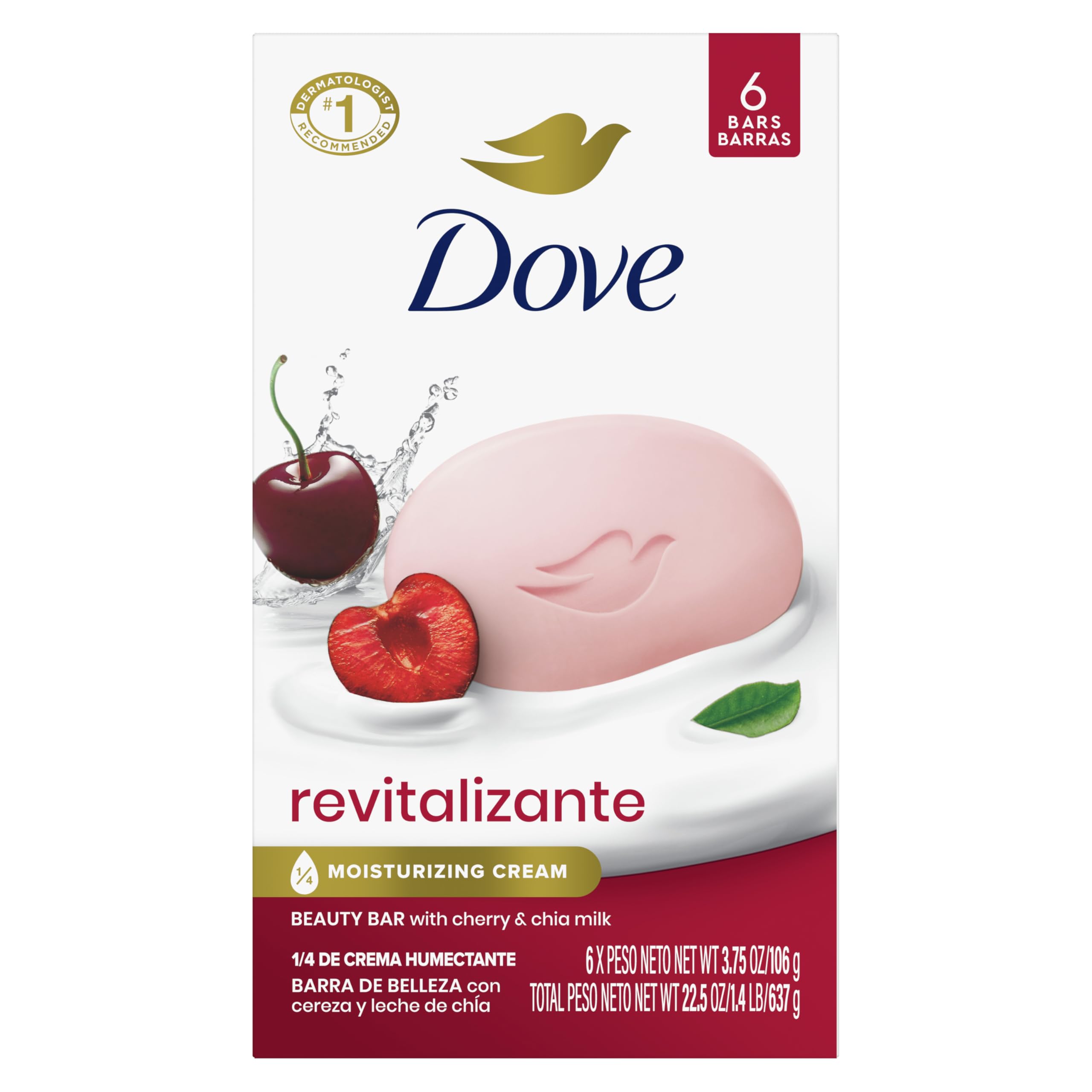 Jabón En Barra De Belleza Dove Revitalizante Con Leche De Cereza Y Chía 110 G X6 - Venta Internacional.