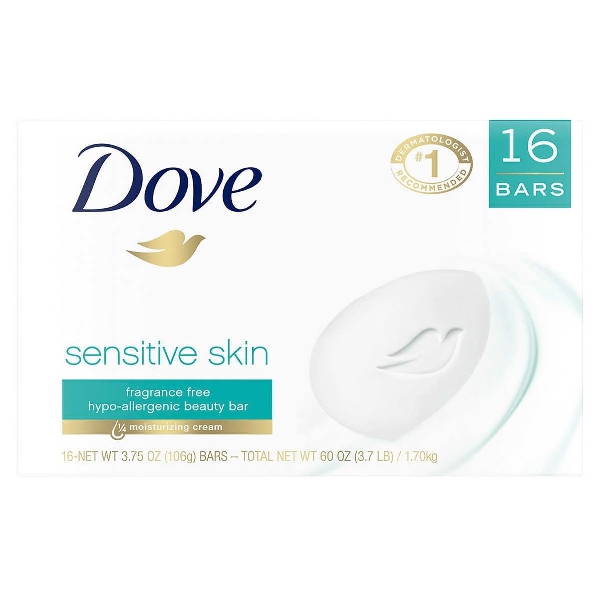 Foto 2 pulgar | Barra De Jabón Dove Unscented Beauty Para Piel Sensible  Paquete De 16 - Venta Internacional.