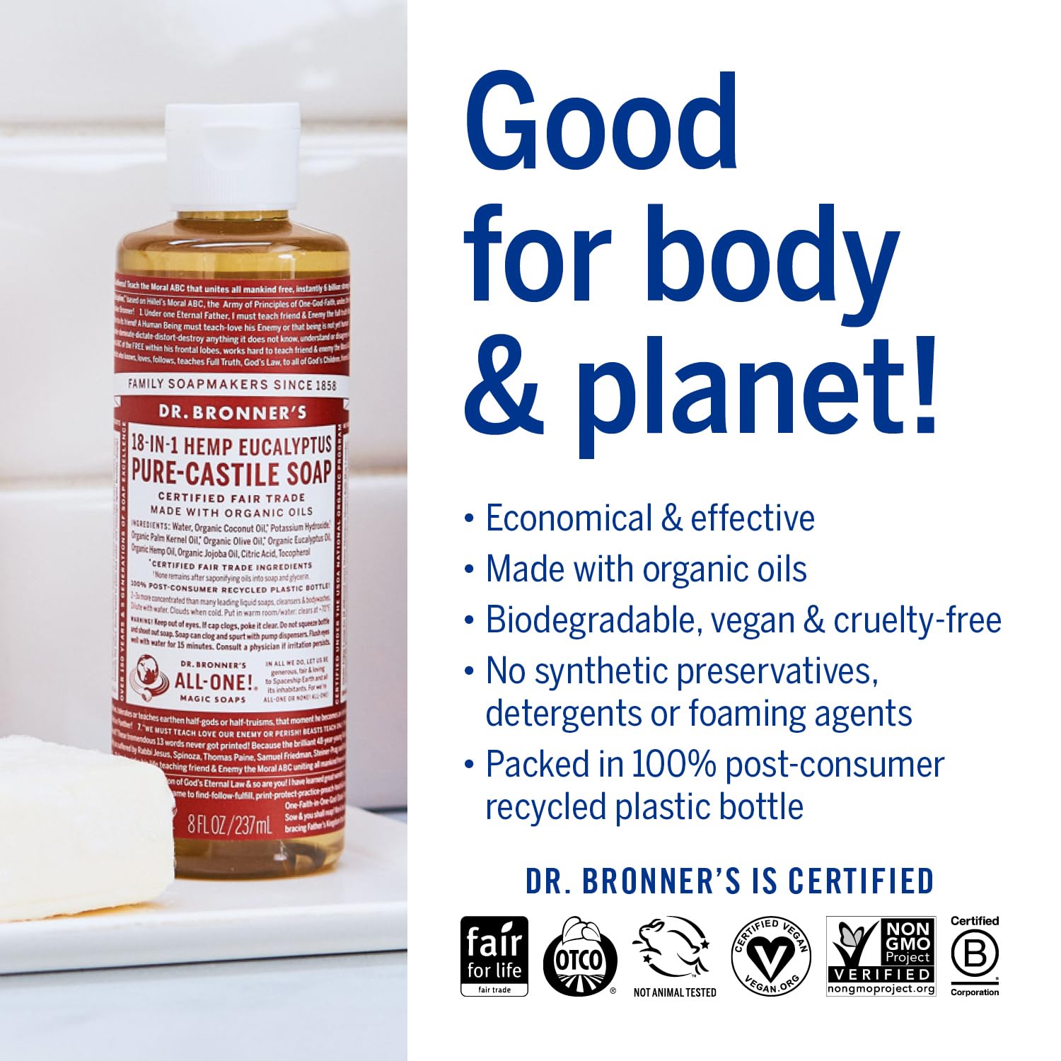 Foto 5 pulgar | Jabón Líquido Dr. Bronner's Pure-castile Eucalyptus 237 ml - Venta Internacional