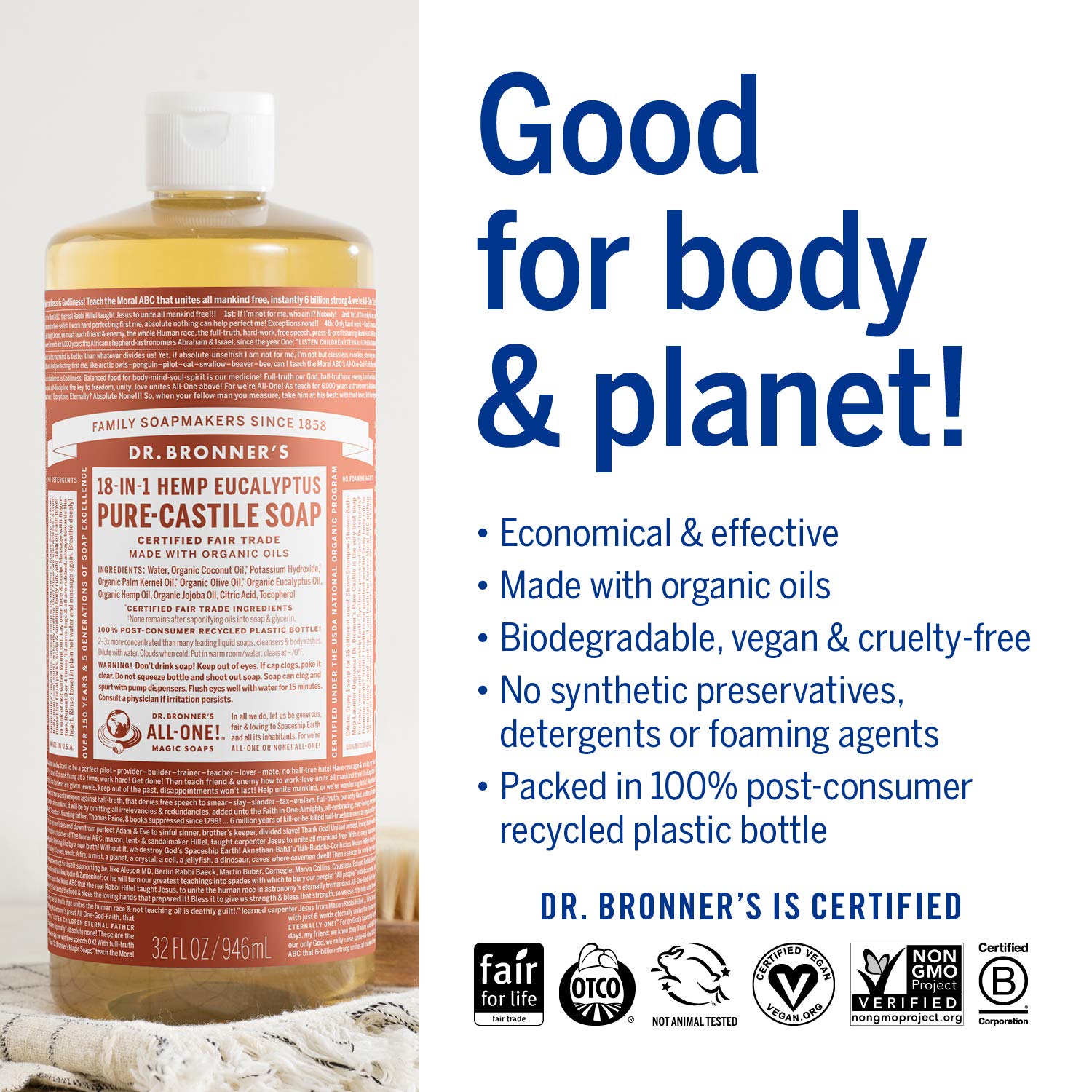Foto 4 pulgar | Jabón Líquido Dr. Bronner's Magic Soap Eucalipto 2 Frascos de 946 ml C/U - Venta Internacional