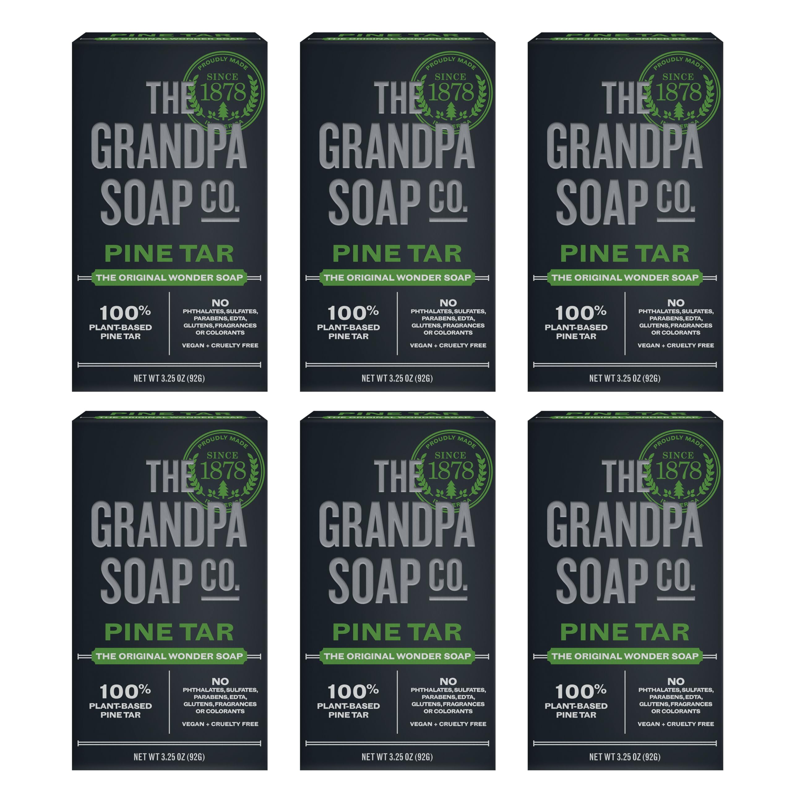 Foto 1 | Jabón En Barra The Grandpa Soap Company Pine Tar  92 Ml  Paquete De 6 - Venta Internacional.