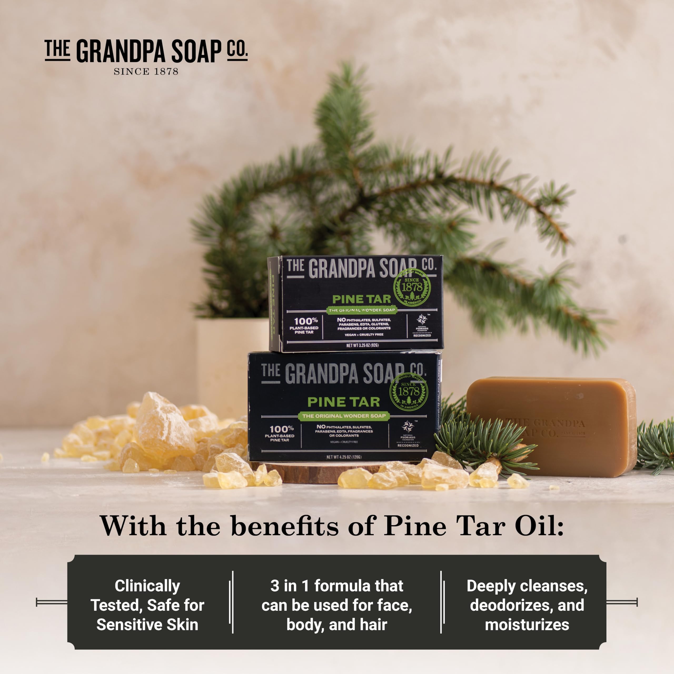 Foto 4 | Jabón En Barra The Grandpa Soap Company Pine Tar  92 Ml  Paquete De 6 - Venta Internacional.