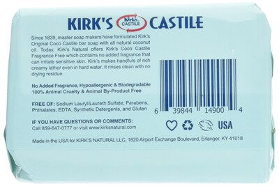 Foto 2 | Jabón Kirk's Coco Castile Sin Fragancia Paquete De 5 - Venta Internacional.