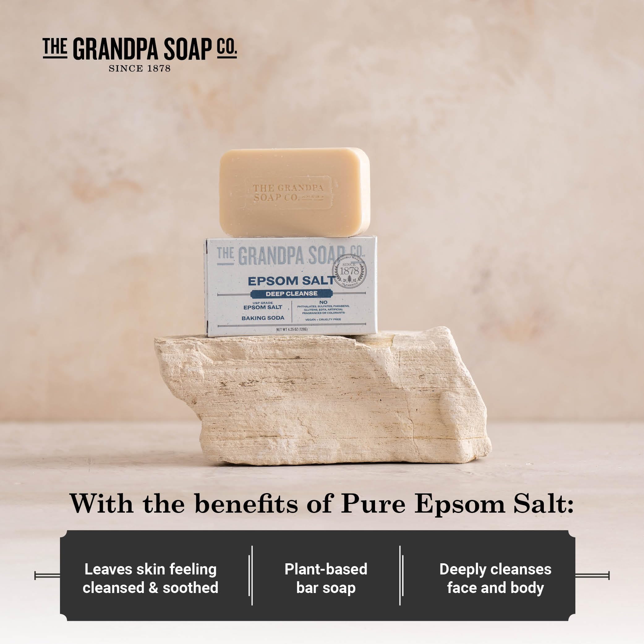 Foto 4 | Jabón En Barra The Grandpa Soap Company  Sal De Epsom  120 Ml  Paquete De 3 - Venta Internacional.