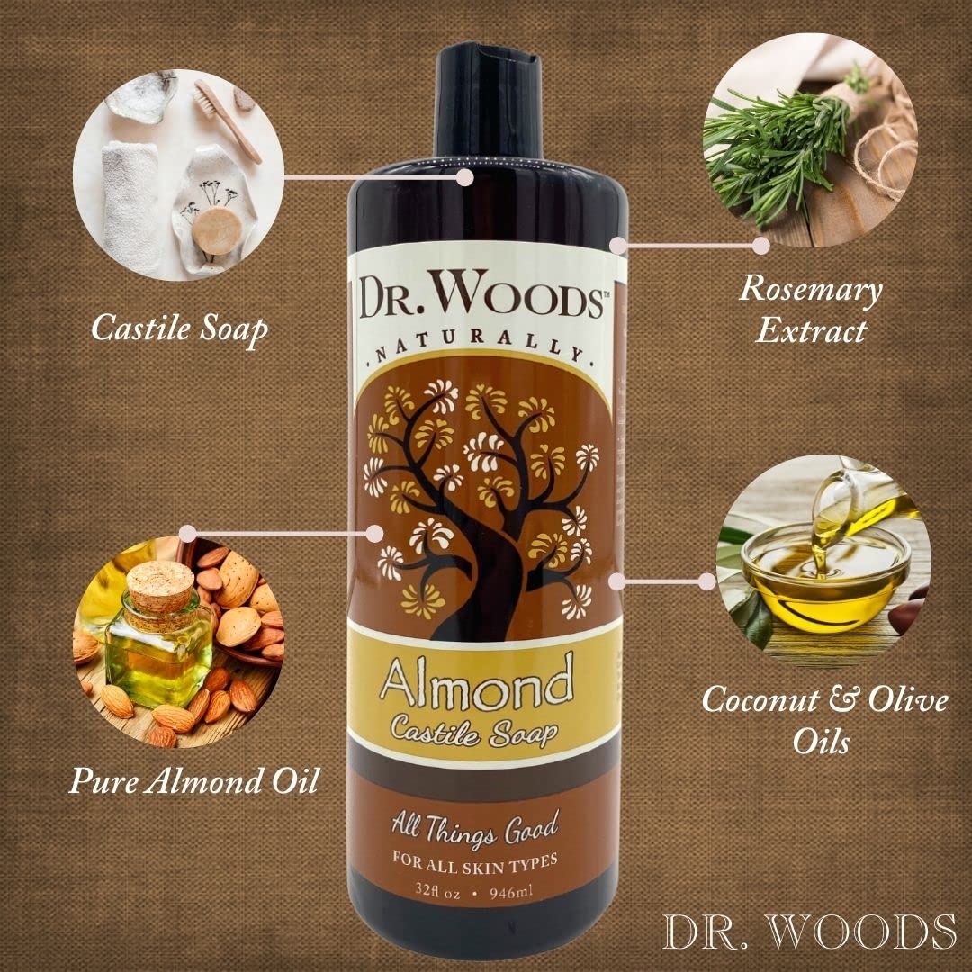 Foto 5 pulgar | Jabón Dr. Woods Pure Almond Castile 946 Ml (paquete De 3) - Venta Internacional.
