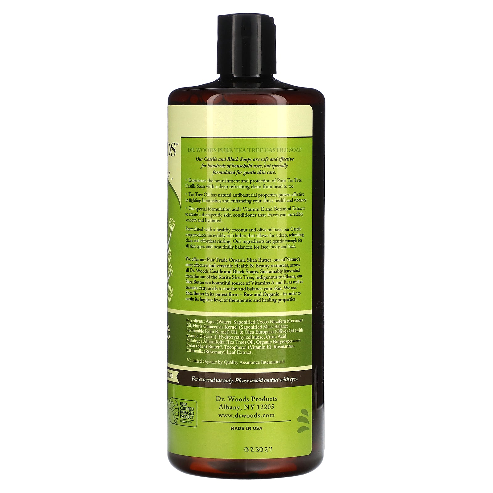 Foto 2 | Jabón Dr. Woods Tea Tree Con Manteca De Karité De Comercio Justo 946 Ml - Venta Internacional.