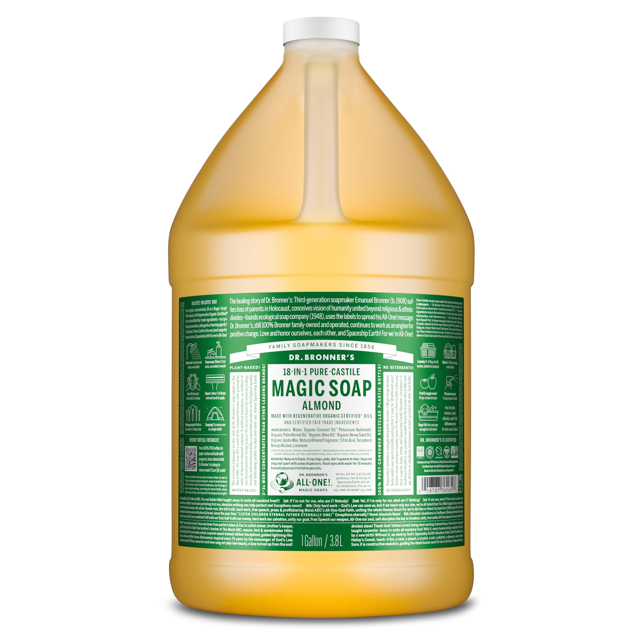 Jabón Líquido Dr. Bronner's Pure-castile Magic Almond 3.78l - Venta Internacional.