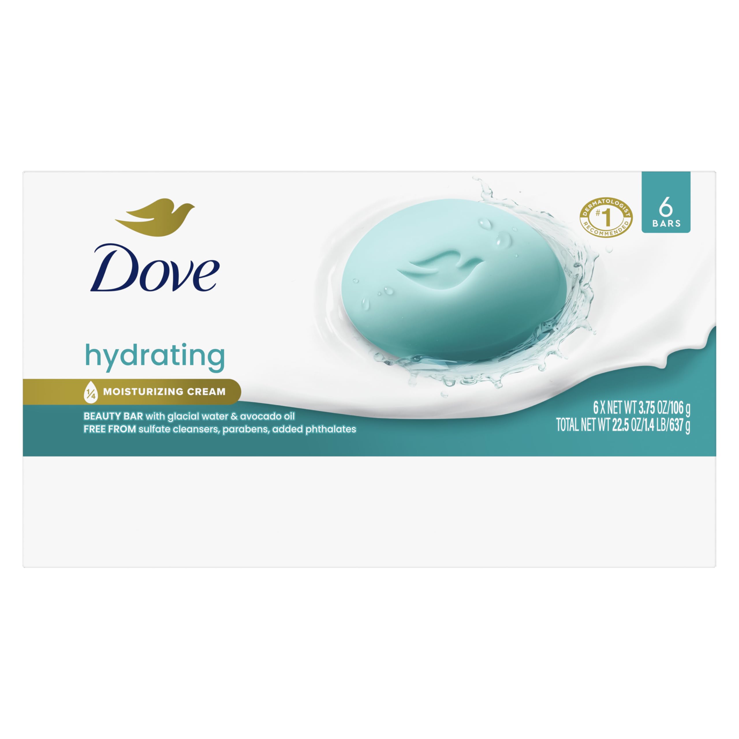 Foto 2 | Beauty Bar Dove Hydrating Con Agua Glacial Y Aceite De Aguacate 110 G - Venta Internacional.