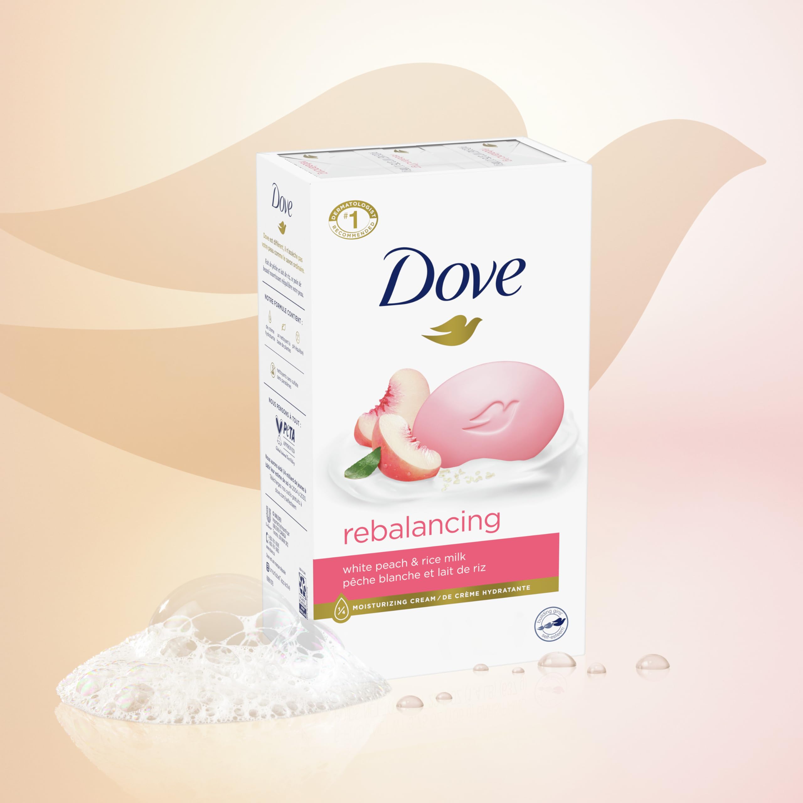 Foto 4 pulgar | Barra De Belleza Soap Dove  Reequilibrante  Melocotón Blanco Y Leche De Arroz  110 G  6 Unidades - Venta Internacional.