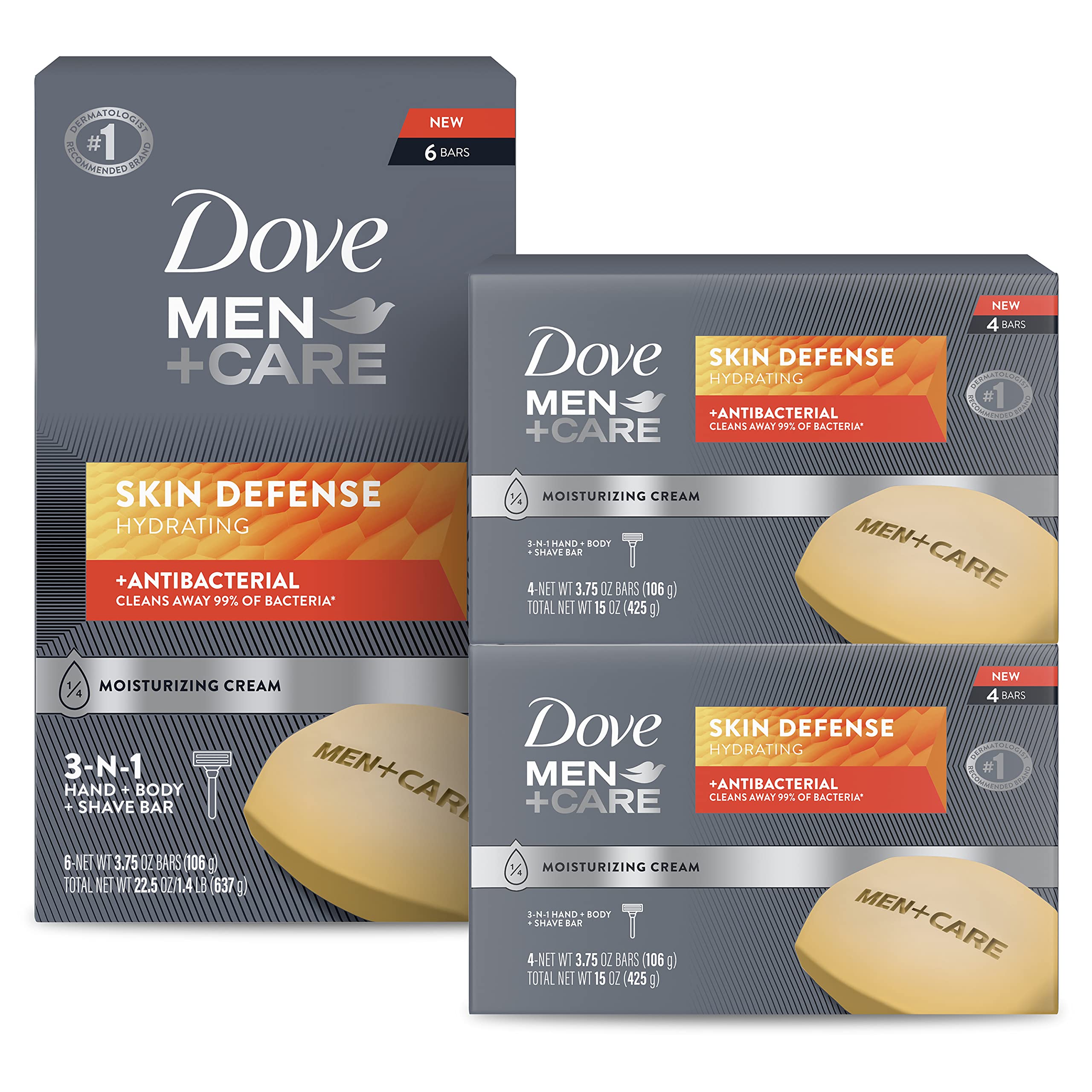 Barra De Jabón Dove Men + Care Skin Defense  3.75 Oz (paquete De 14) - Venta Internacional.