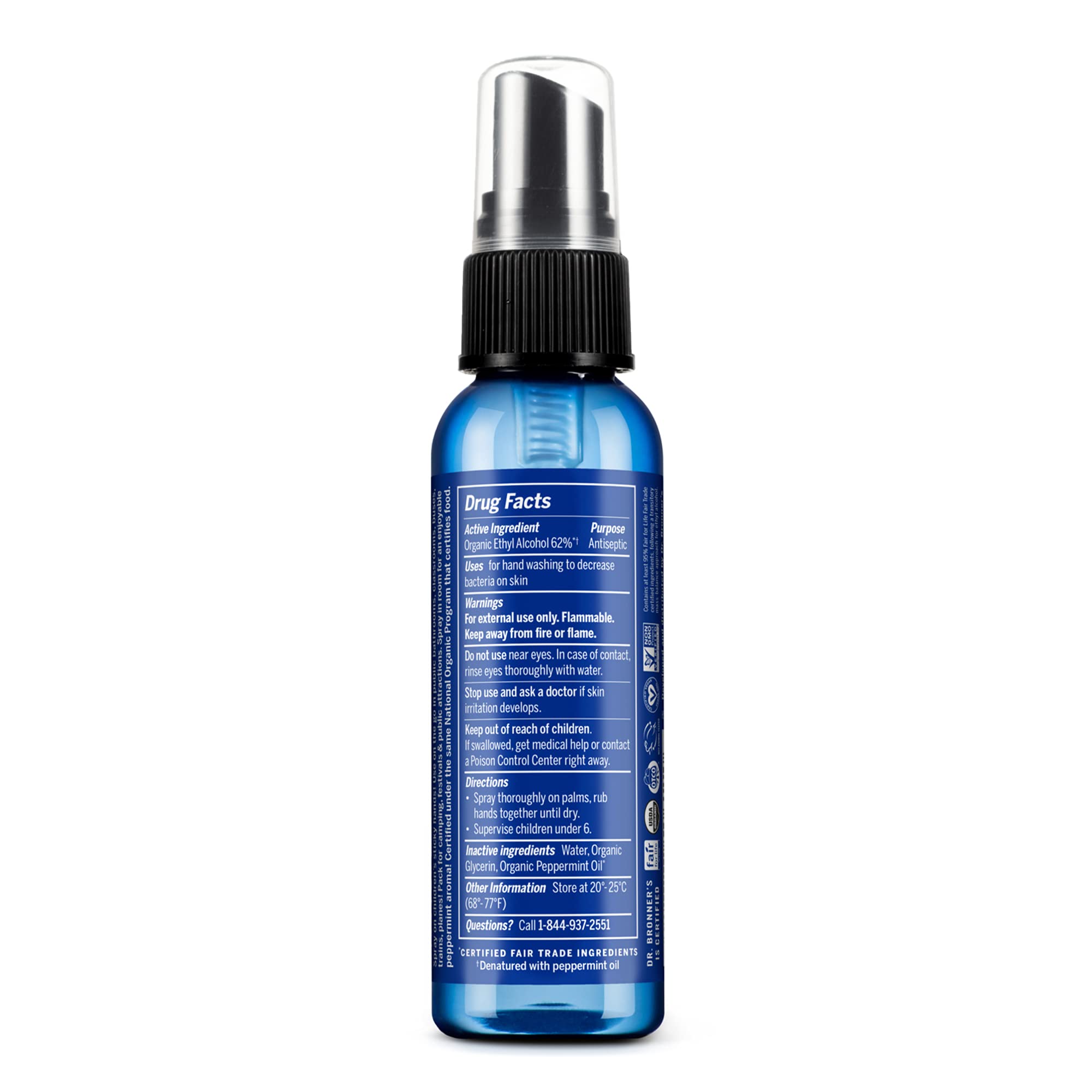 Foto 3 pulgar | Desinfectante Para Manos Dr. Bronner's Organic Spray Peppermint 60 Ml - Venta Internacional.