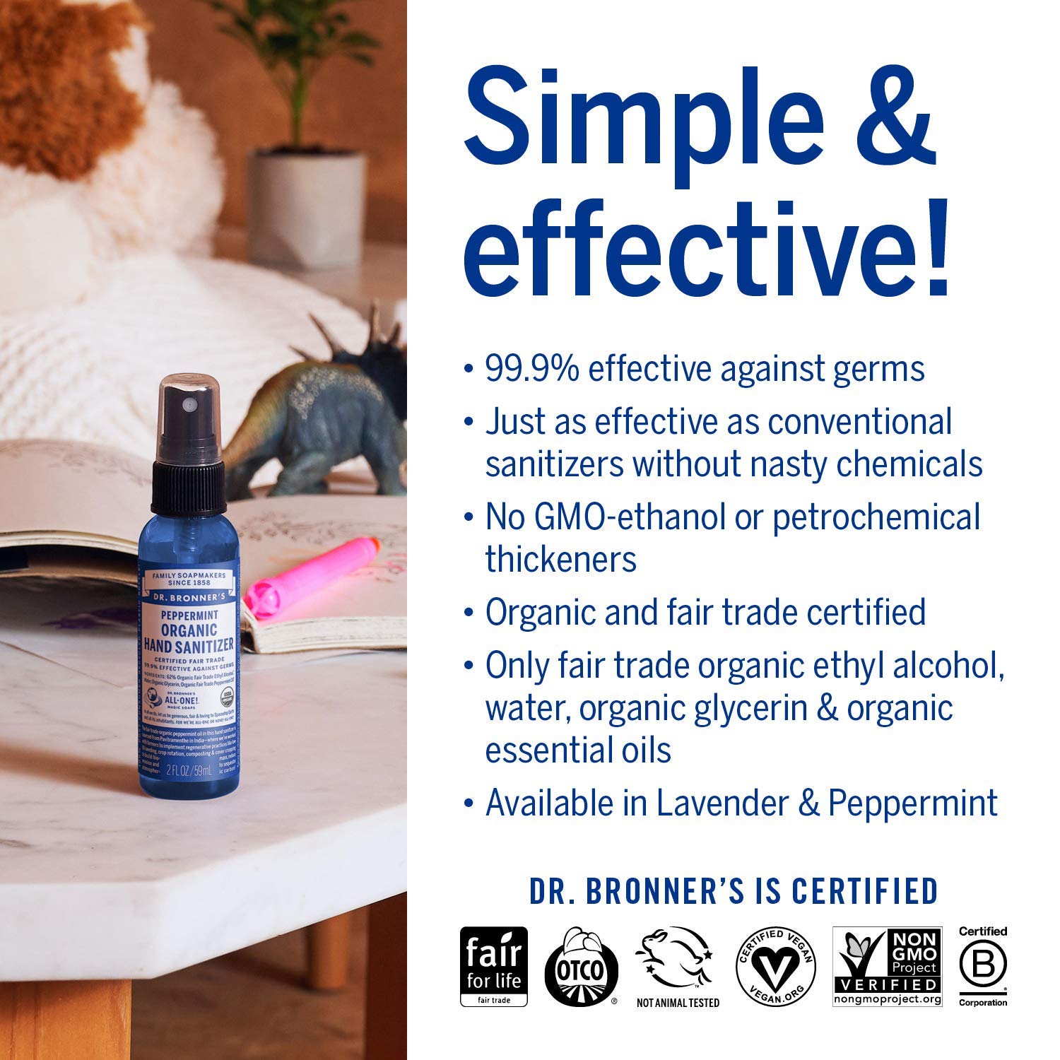 Foto 6 pulgar | Desinfectante Para Manos Dr. Bronner's Organic Spray Peppermint 60 Ml - Venta Internacional.