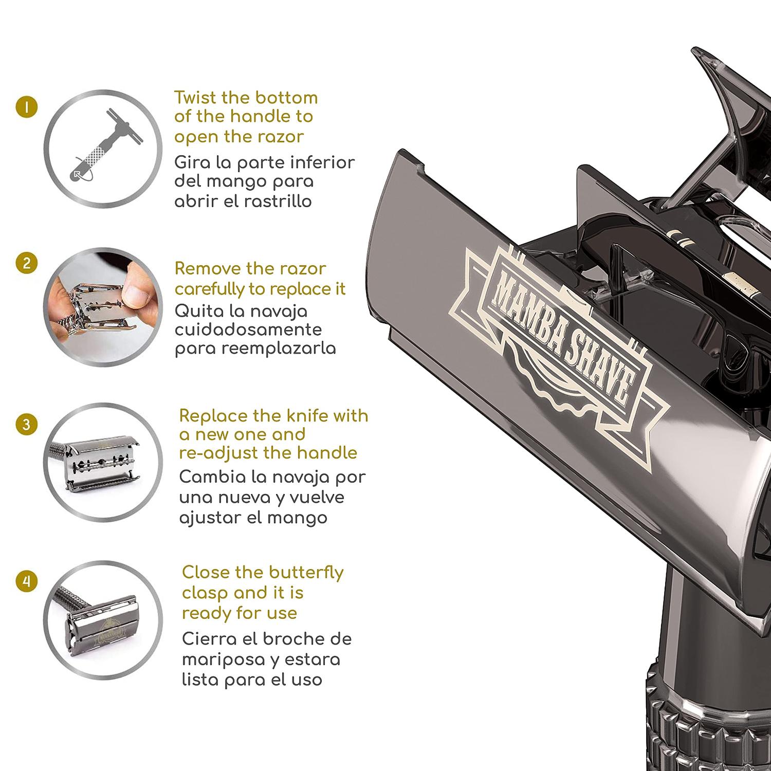 Foto 4 | Rastrillo Para Afeitar De Acero Inoxidable Mamba Shave