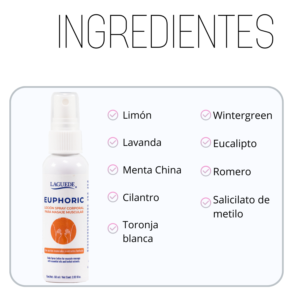 Foto 4 pulgar | Aromaterapia Natural En Spray Laguede Corporal Masaje Muscular 60ml